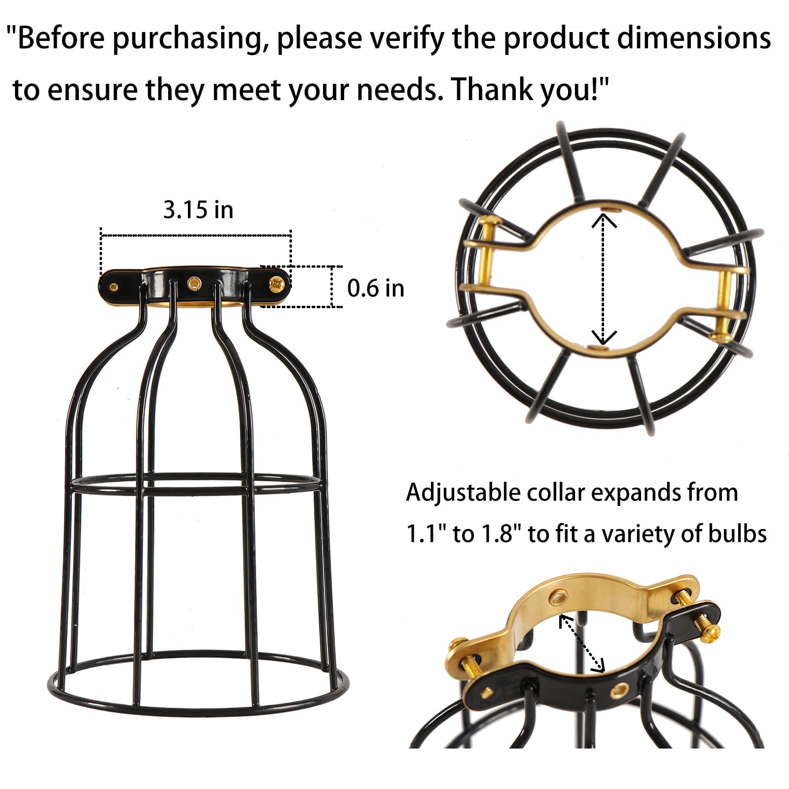 Xiding Farmhouse Vintage Industrial Metal Wire Cage  Old Open Style Lamp Guard Adjustable For Hanging Pendant Lighting  Perfect Diy Lamp Shade Replacement Accessories  Pack Of 4.
