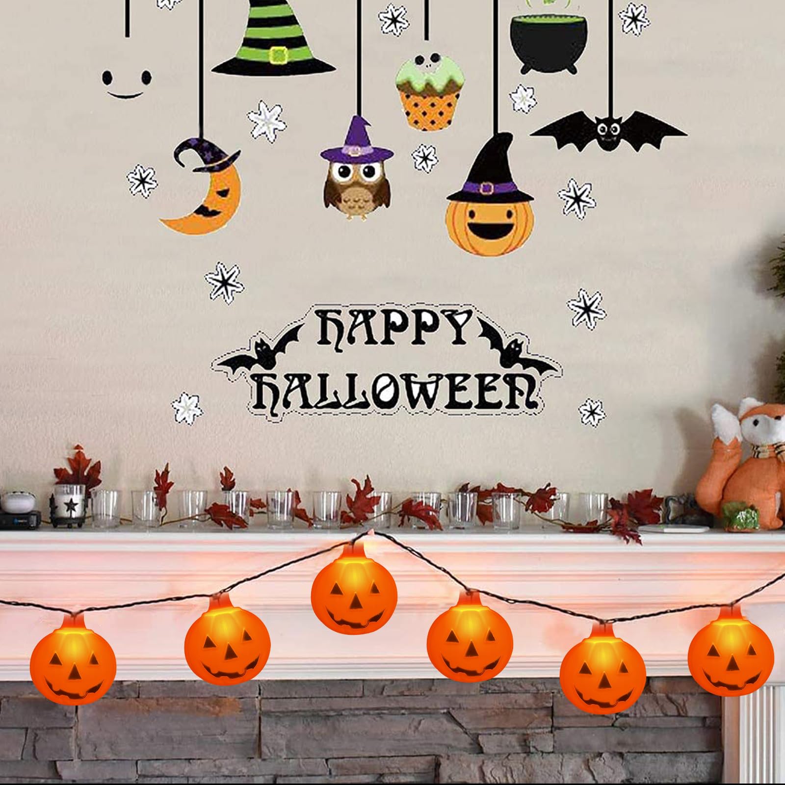 Cbebew Halloween Pumpkin String Lights 8.5Ft - 10 Orange Lights For Outdoor Decorations