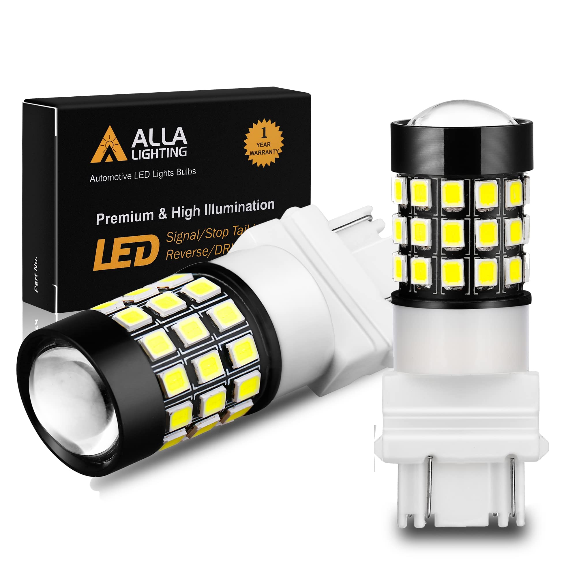Alla Lighting T25 LED Bulbs 6000K White, 3156/3157, Super Bright Reverse/Turn Signal Lights, Model Alla-3157-2835-39W