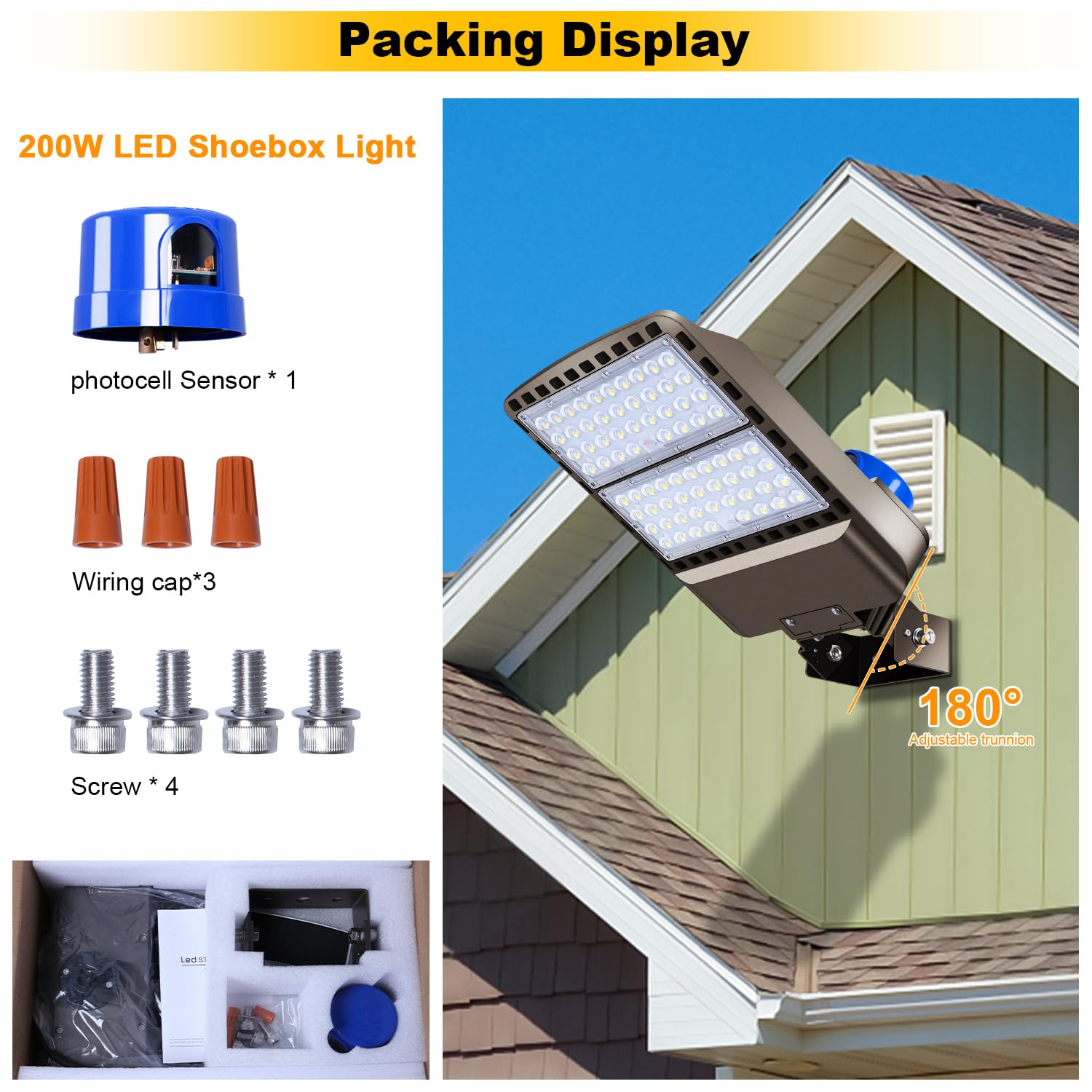 Biritalo 200W Led Parking Lot Light, 28000Lm, Dusk To Dawn, Ip65 Waterproof, 550