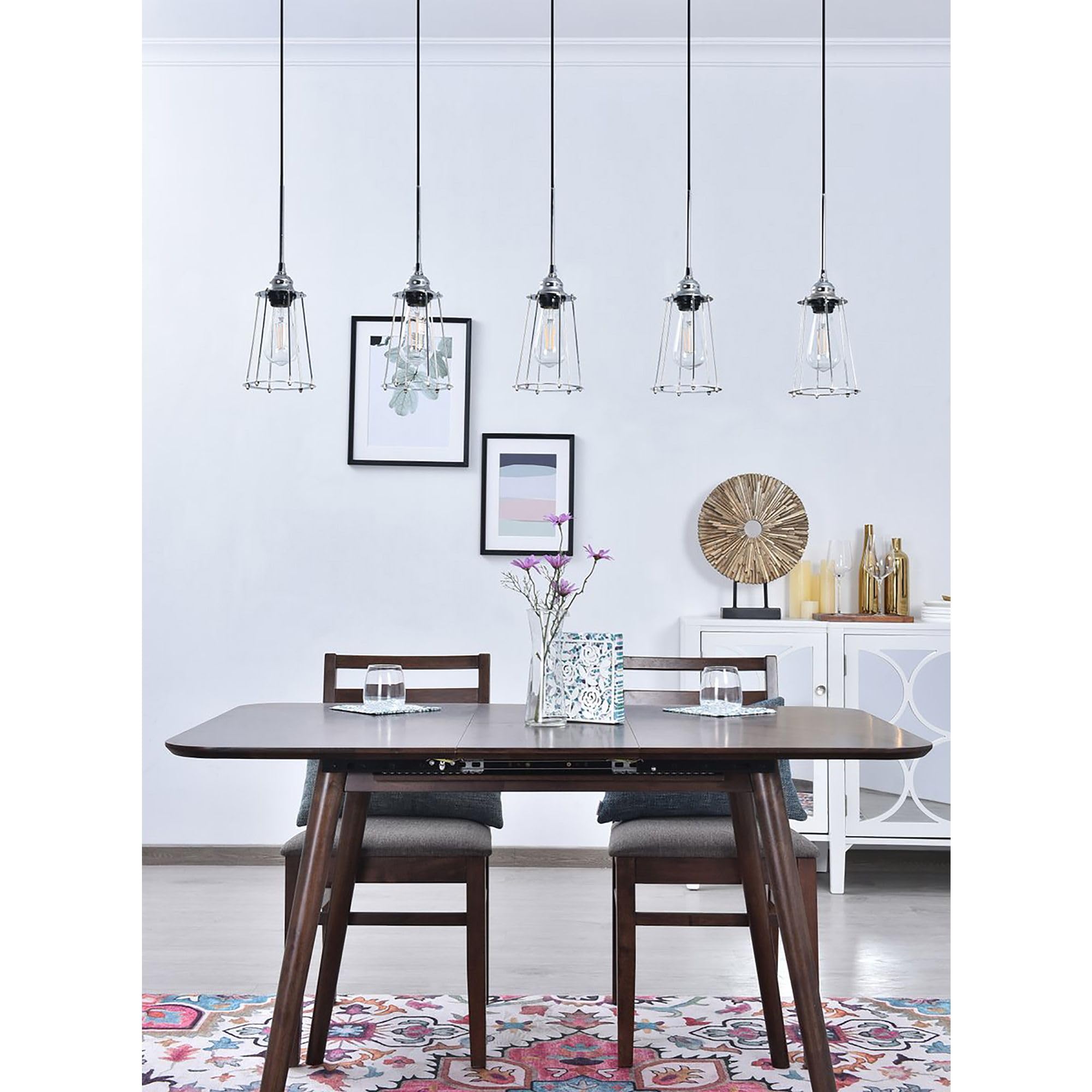 Living District Indoor Modern Home Decorative Bright Ceiling Auspice 5 Light Chrome Pendant