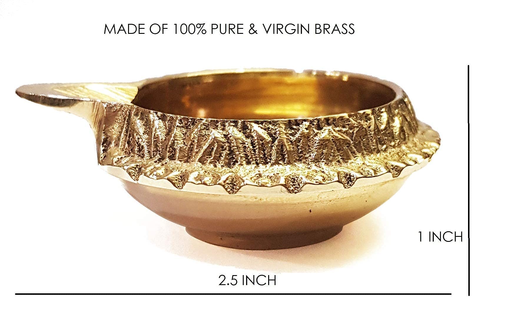 SATVIK 4 Pc Kuber Diya for Diwali Decoration. Handmade Oil Lamp Golden Engraved Made of Virgin Brass Metal Vilakku for Puja Pooj