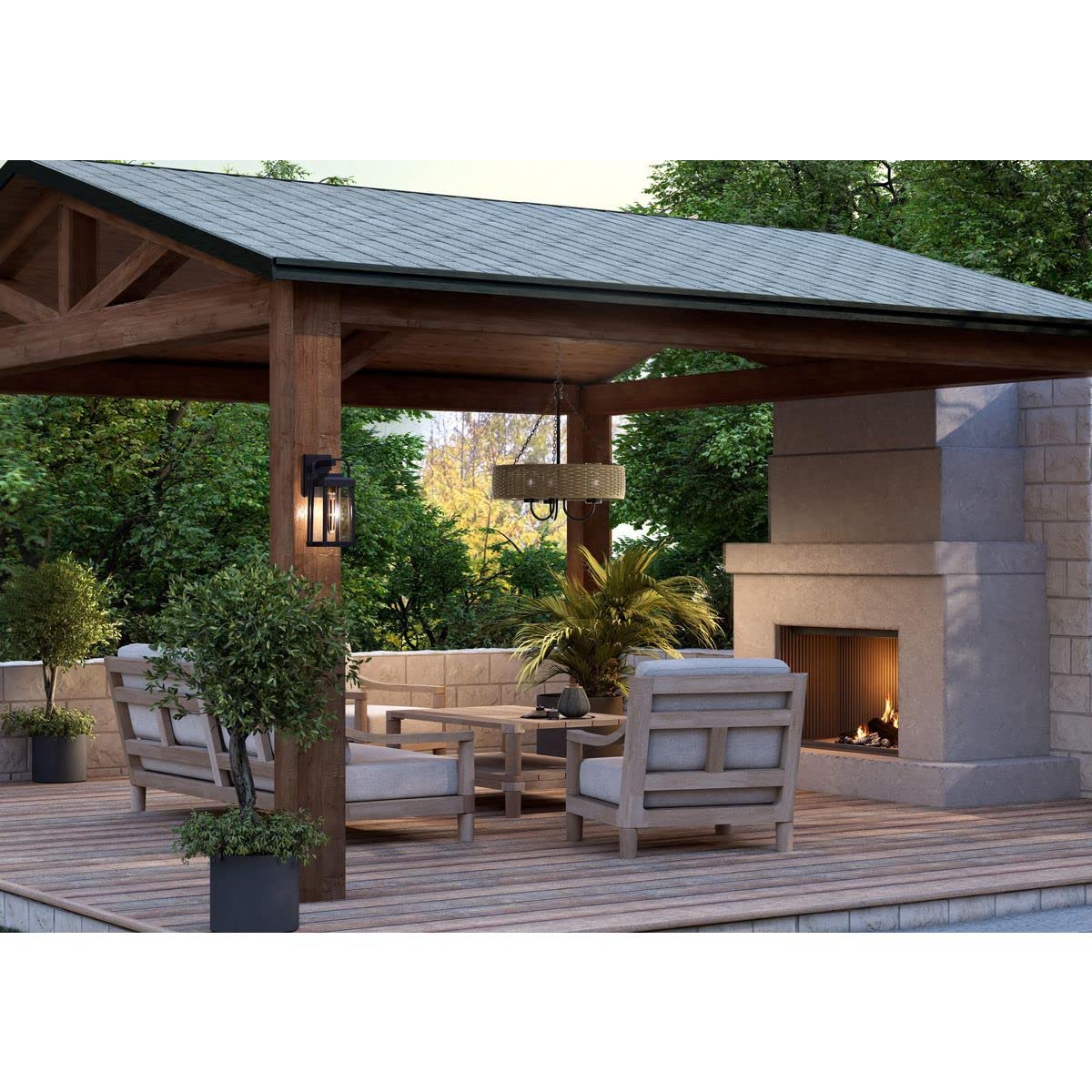 Progress Lighting 1-Light Outdoor Pendant, Matte Black with Mocha Rattan Accents, Model P550127-31M, Alloy Steel Construction
