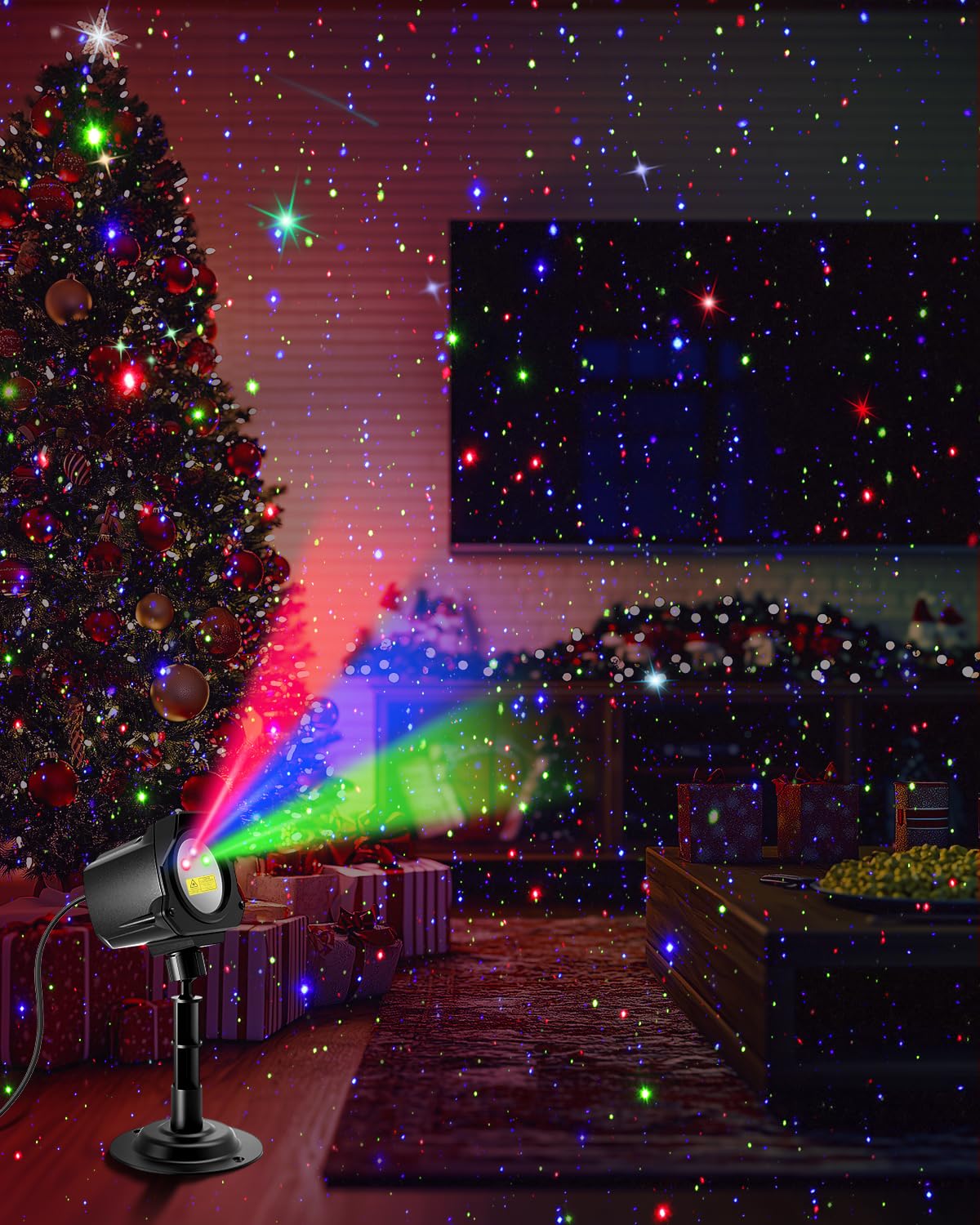 Yivsen Laser Christmas Projector Lights Outdoor, Christmas Decorations Stars Light Show, Efficient Heat Dissipation, Waterproof,