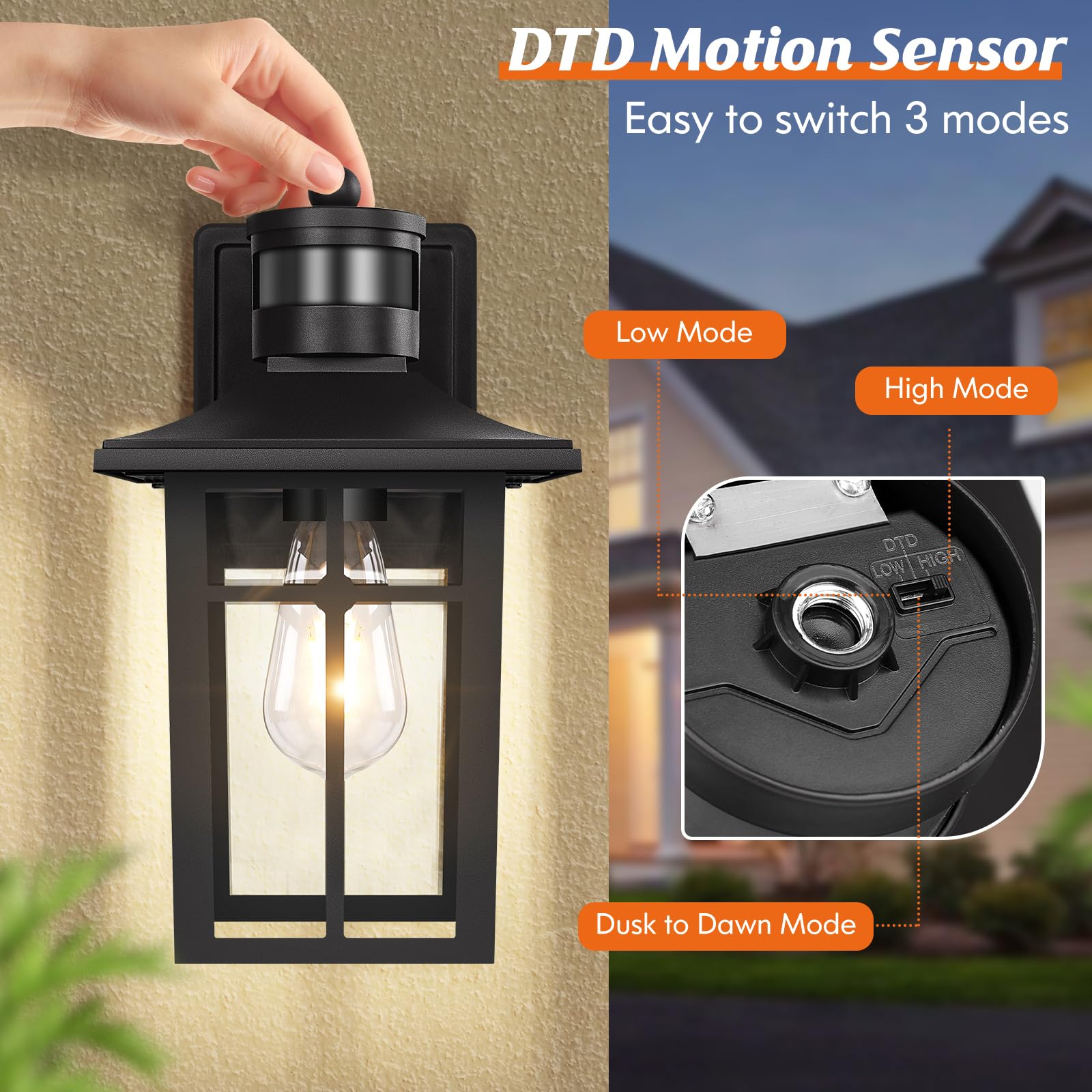 Outdoor Light Fixture Motion Sensor, 2-Pack Exterior Motion Sensor Outdoor Lights, Aluminum Outdoor Garage Lights Motion Sensor,