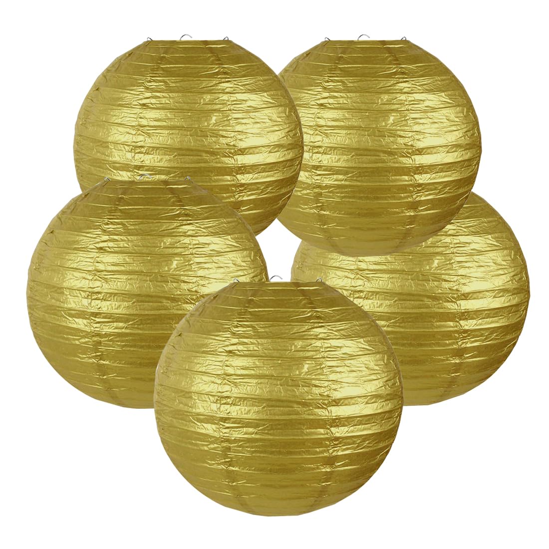 TopAAA 12 Inch Gold Paper lantern Light,Chinese Japanese lanterns New Years Decorations 2025(Set of 5,Gold)