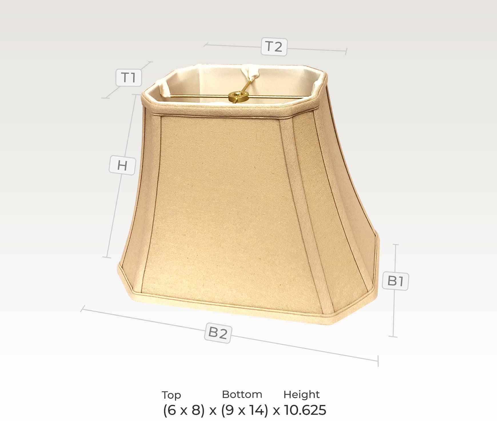 Royal Designs, Inc. Rectangle Cut Corner Lamp Shade, Linen Beige, 8 x 14 x 10.5, Model BSO-710-14LNBG