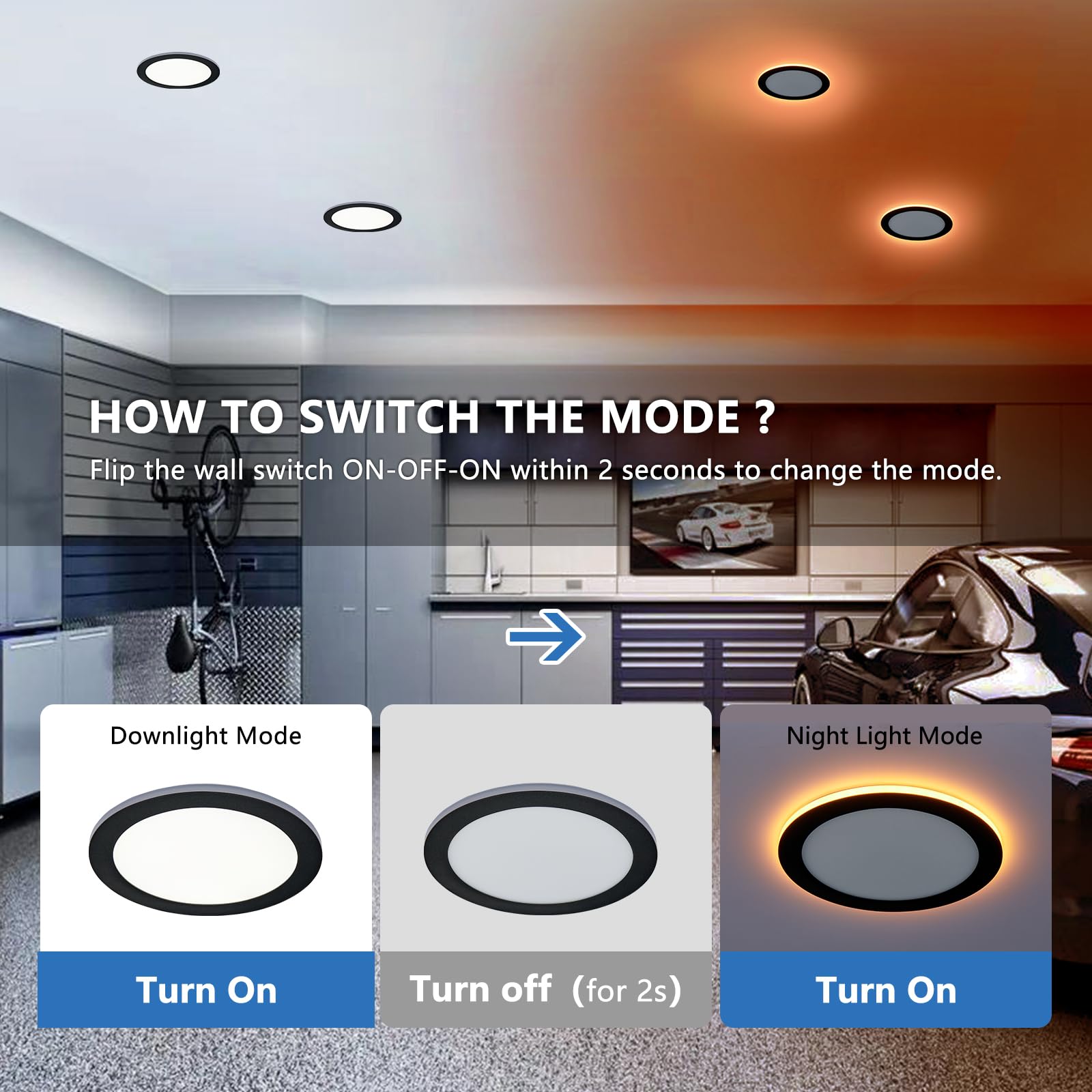 CycevSun 8 Inch LED Recessed Lights, Dimmable Canless Downlight, 6-Pack, Black, 15W, 1500LM, 5CCT Selectable