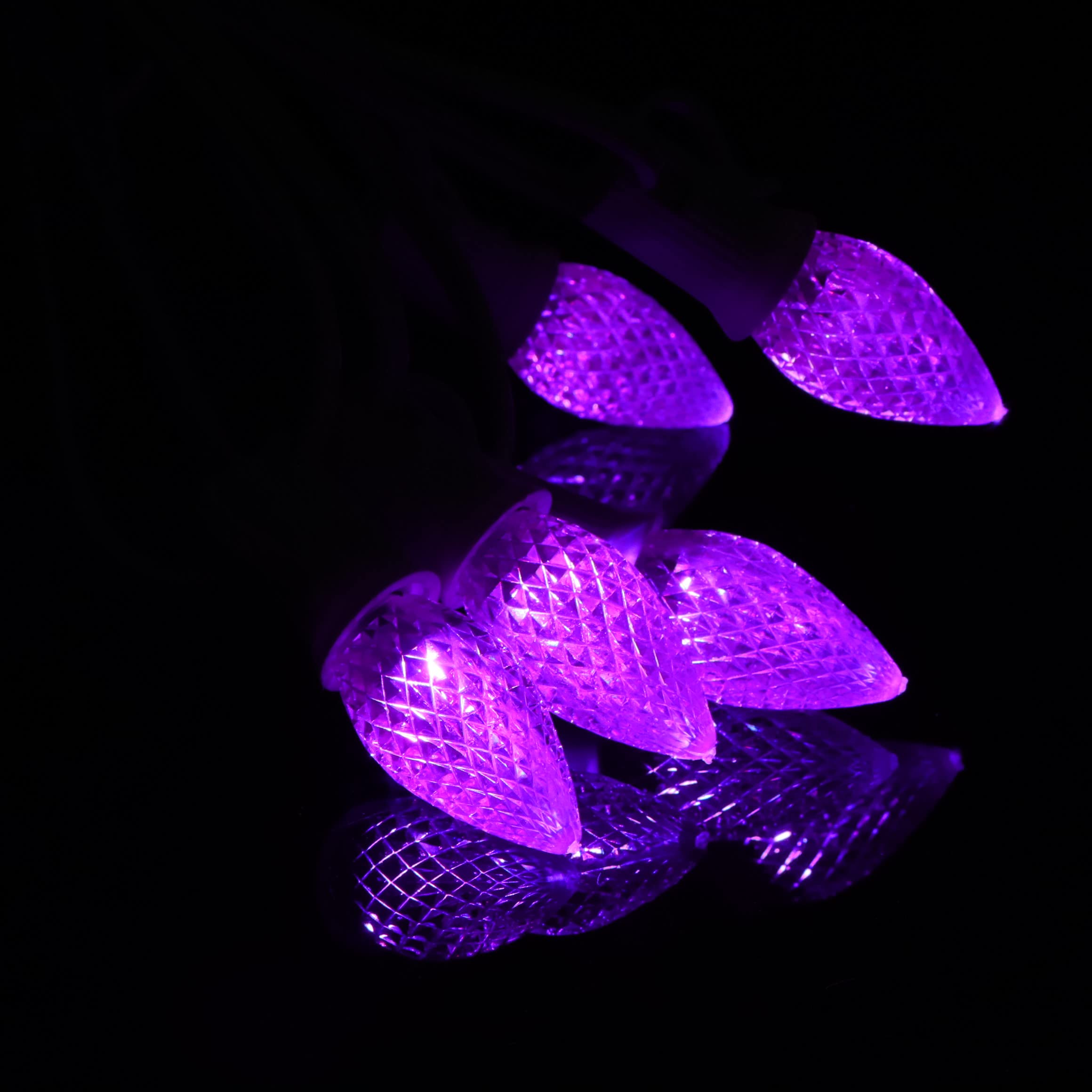 Aniai C7 LED Christmas Light Bulbs - 25 Count, E12 Base, Purple, Plastic, Commercial Grade