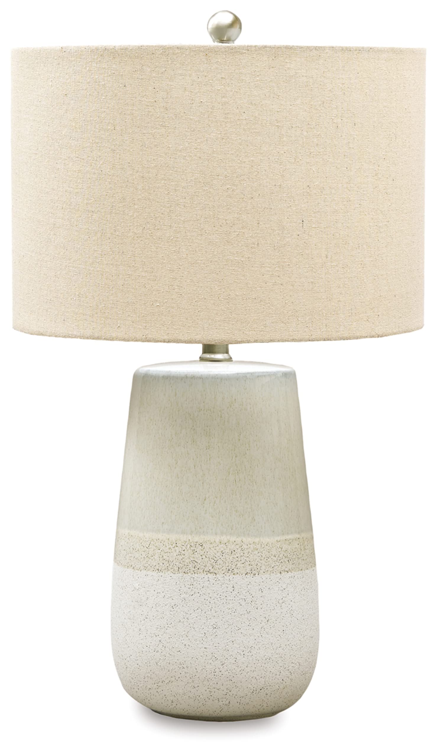 Signature Design By Ashley Shavon Table Lamp, 27 Textured Ceramic, Beige & White, Model L100724
