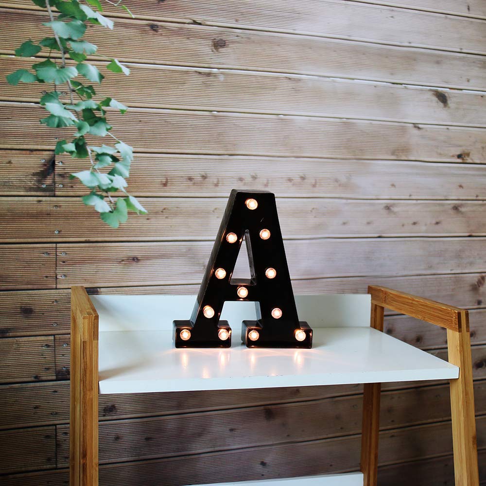 OYCBUZO LED Black Alphabet Marquee Letters Sign for Home Bar Decor, Birthday, Christmas, Wedding - Plastic, Light Up