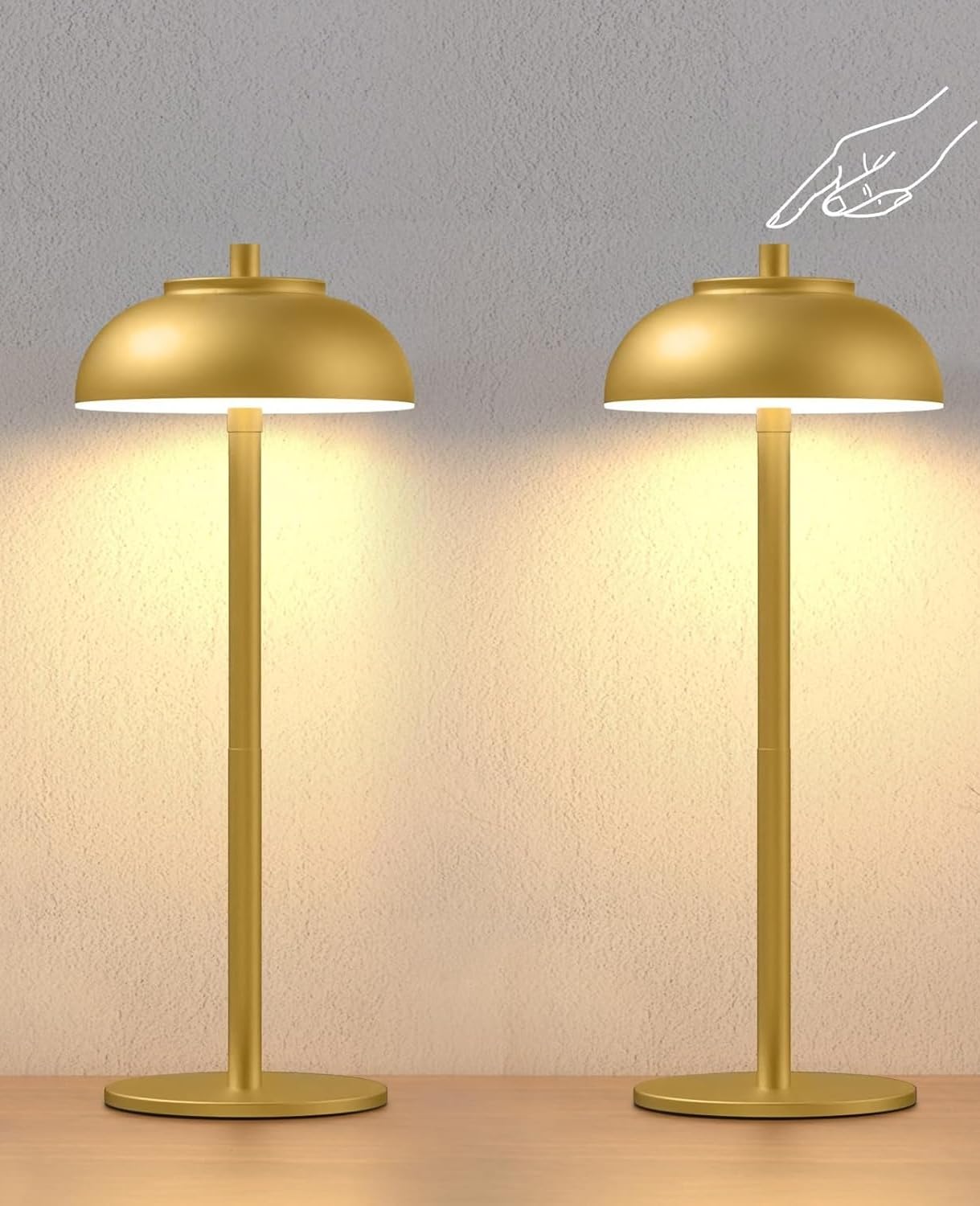 Moragin 2 Pack Gold Led Cordless Table Lamps Rechargeable,Table Lights Battery Operated-IP65 Waterproof-for Outdoor Patio/Restau