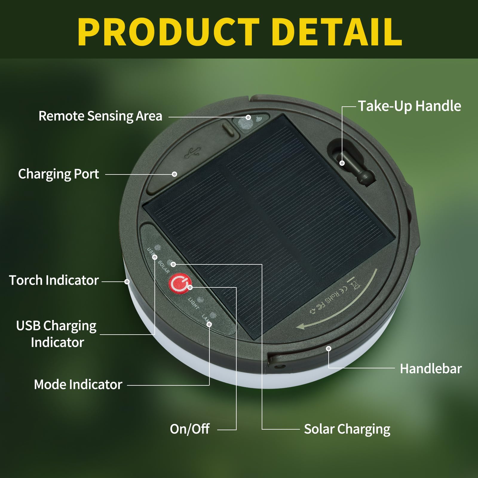 GHORA Solar Camping String Lights, 2 in 1 Solar Rechargeable Portable Outdoor LED String Lights with Remote Control, 39.4 Feet E