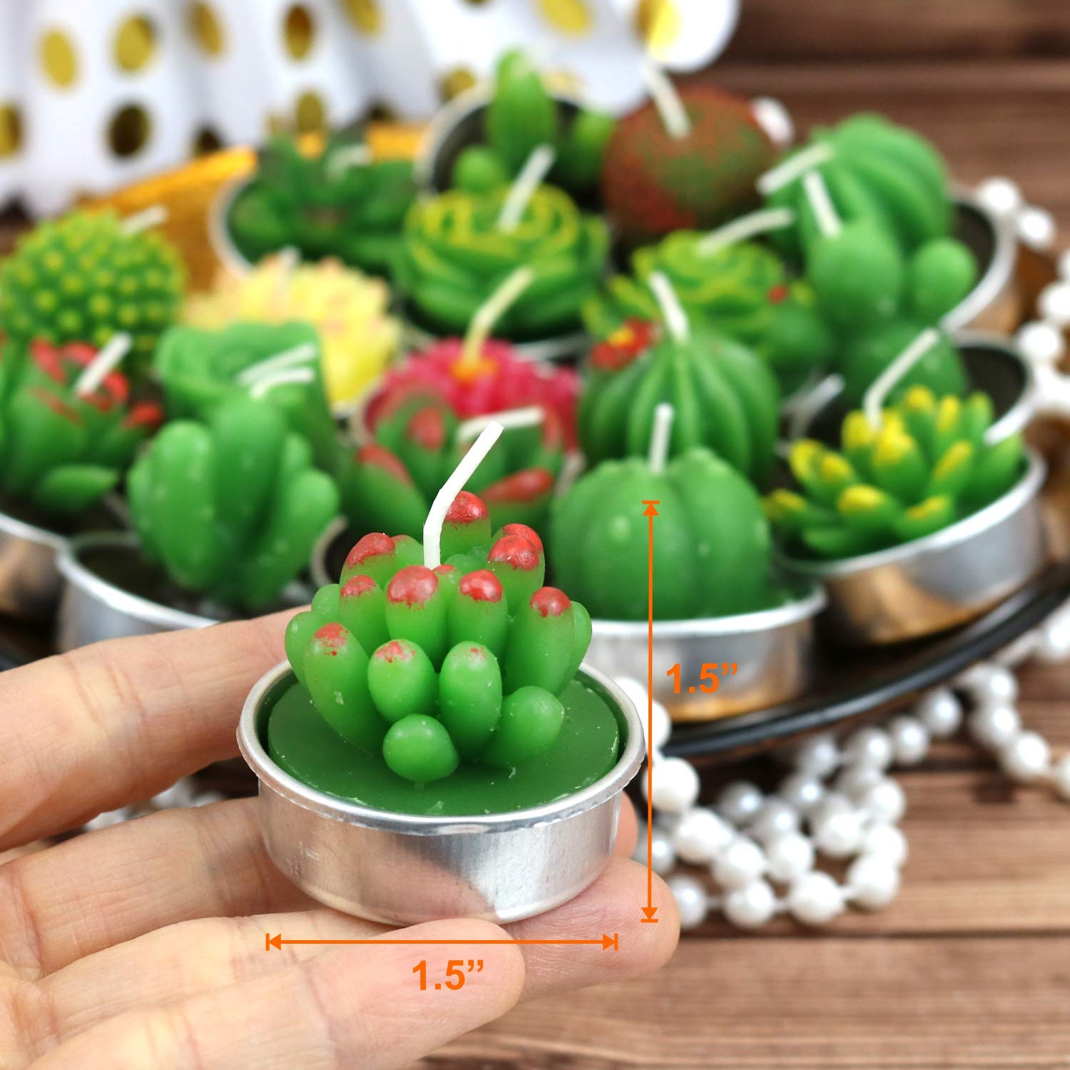 Giftexpress 18 Pcs Succulent Cactus Candles No Repeat Style, Delicate Smokeless Scented Tealight Candles For Home Décor, Spa, Wedding, Valentine'S Day, Birthday Gift, Anniversary Celebration
