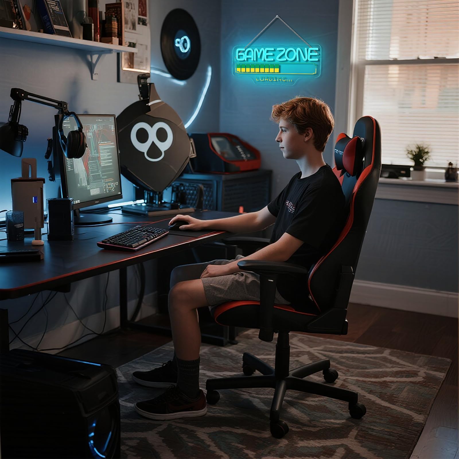 Horseneon Game Zone Loading Neon Sign - Retro Led Wall Decor For Gaming Rooms  Esports Arenas & Gamer Caves  Usb-Powered With Adjustable Brightness  Arcade-Style Lighting