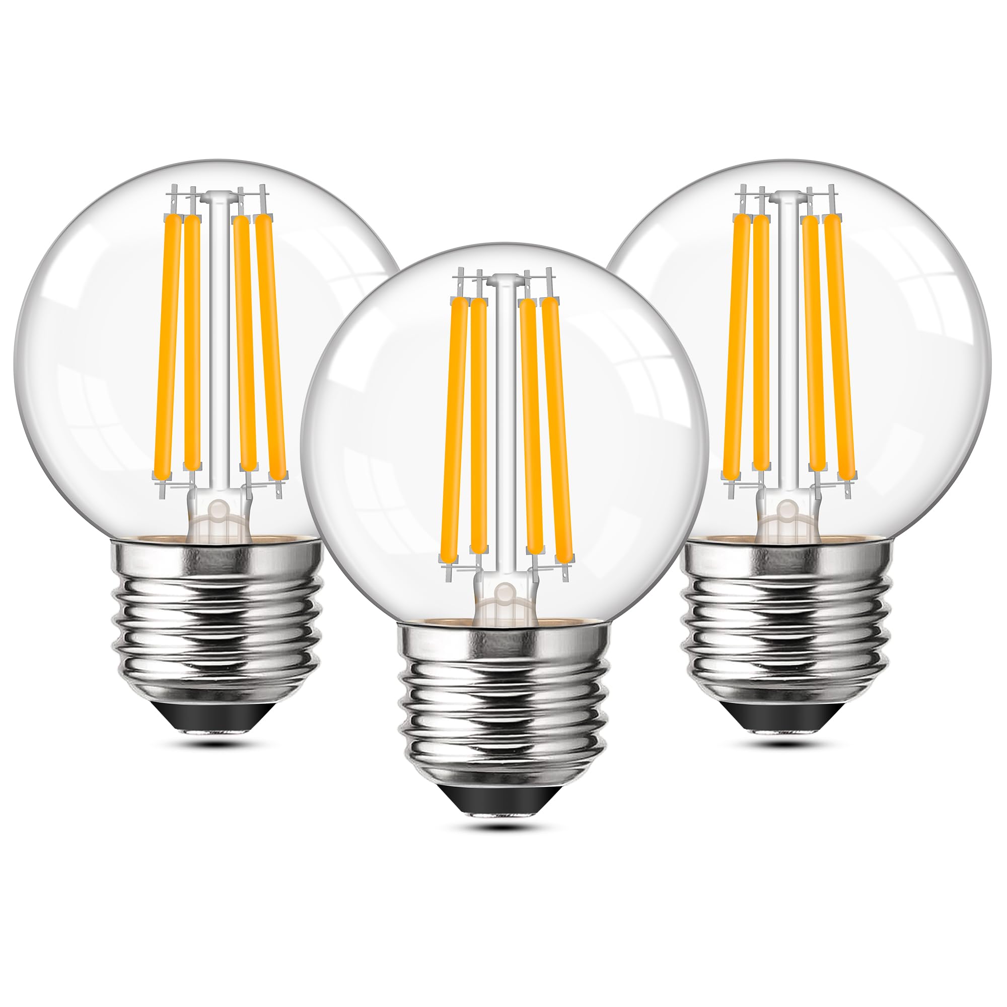 Guangyue Dimmable E26 Clear Led Edison Bulbs, G16.5 4W Equivalent 40 Watt Edison Bulbs, 760Lm 2700K Soft White, Small Round Deco