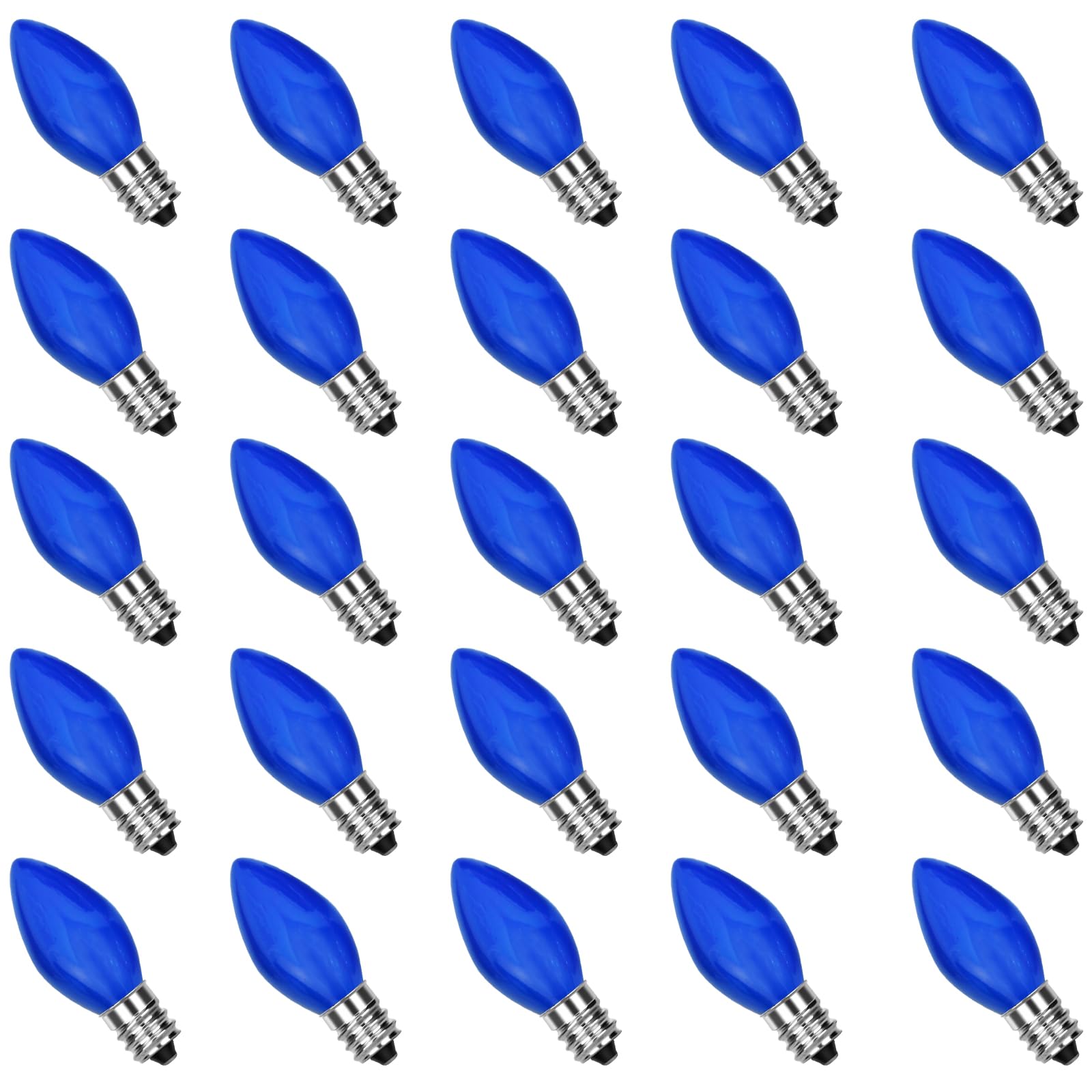 Goothy 25 Pack C7 Led Blue Christmas Replacement Light Bulbs, C7 Vintage Multicolor Shatterproof Led Bulbs For Christmas Outdoor