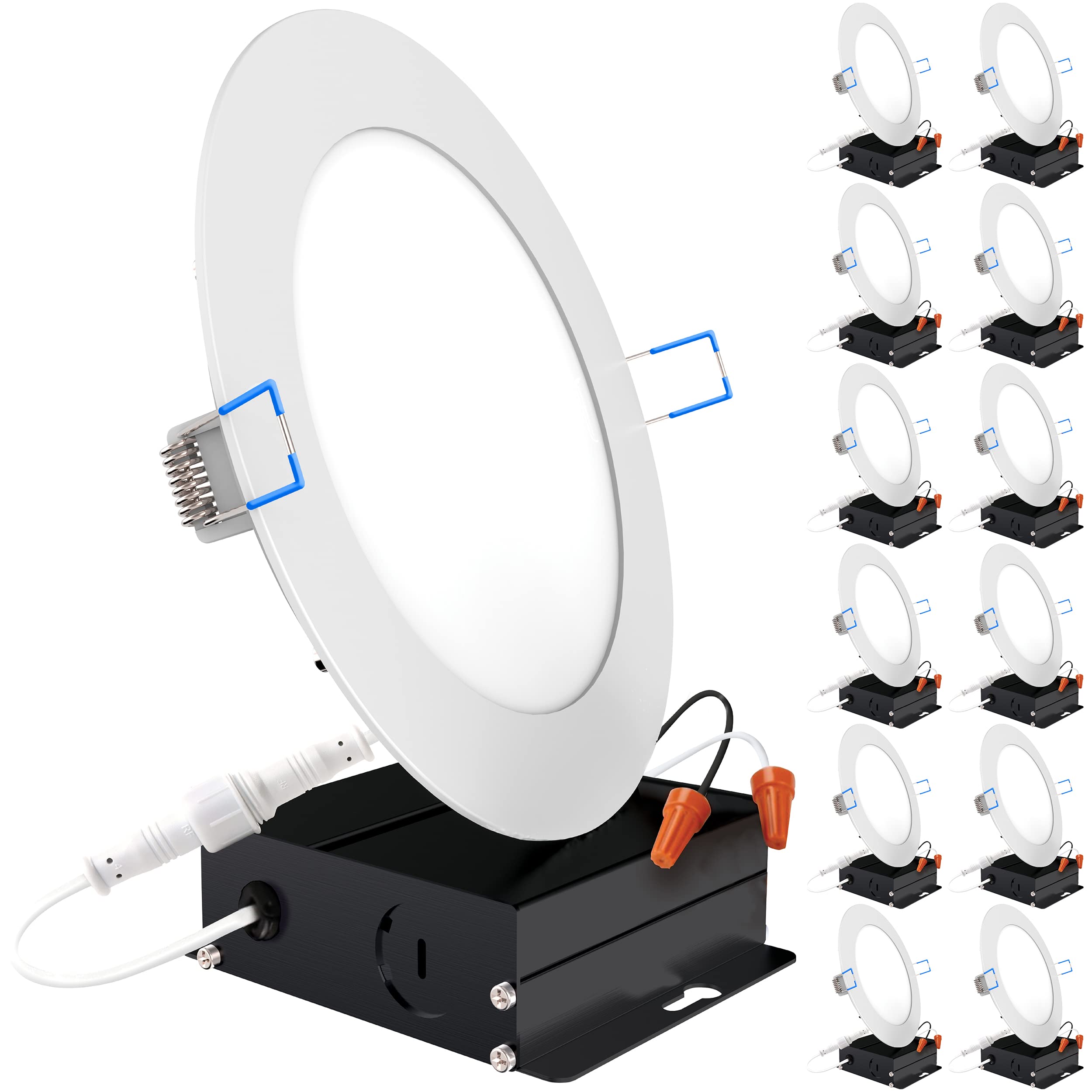 Sunco 12 Pack 6 Inch Ultra Thin Led Recessed Ceiling Lights, 3000K Warm White, Dimmable, 14W, Wafer Thin, Canless With Junction Box