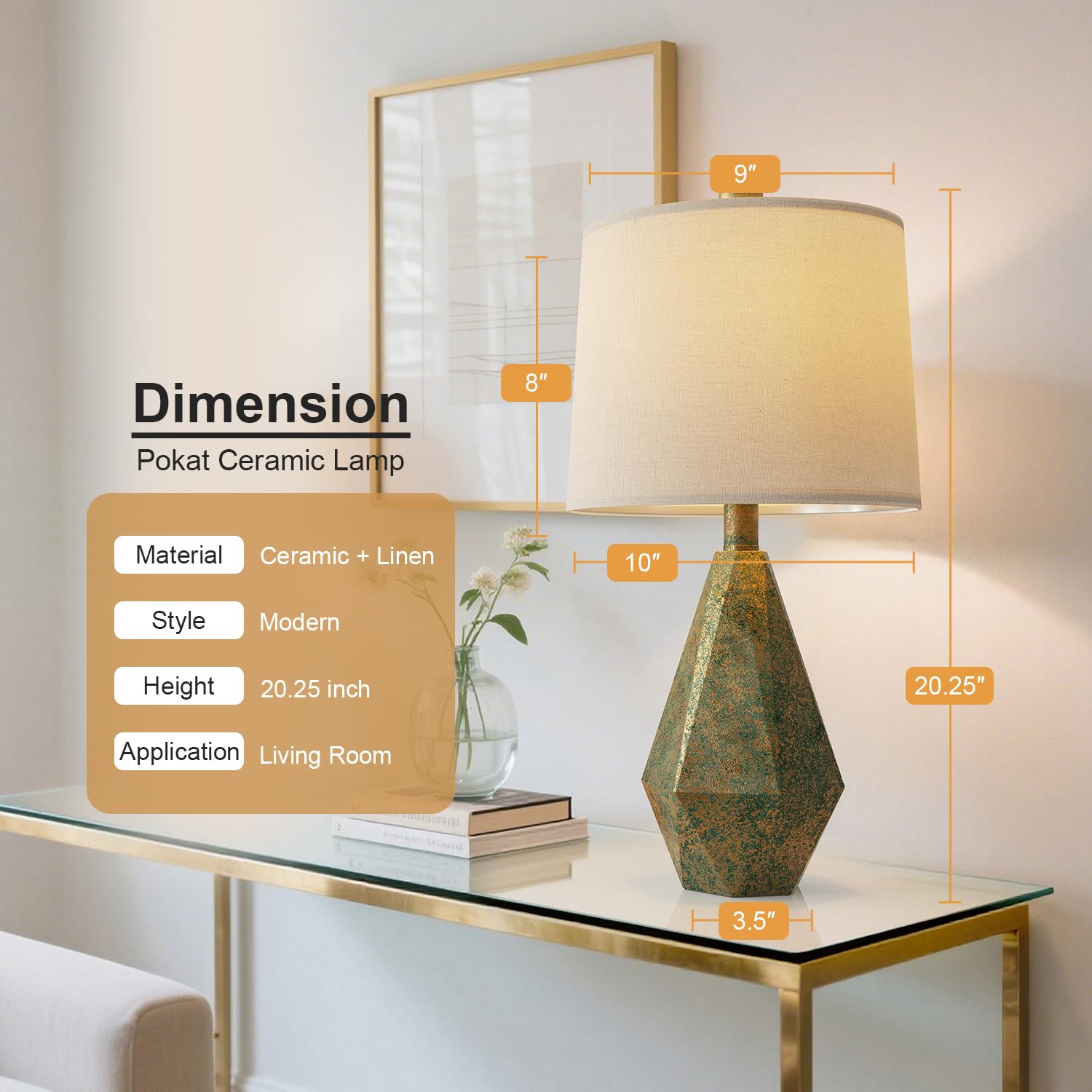 Pokat 20.25'' Vintage Table Lamps Set Of 2 For Night Stands, Modern Bedside Lamps For Bedroom Living Room, Farmhouse Bedroom Lam