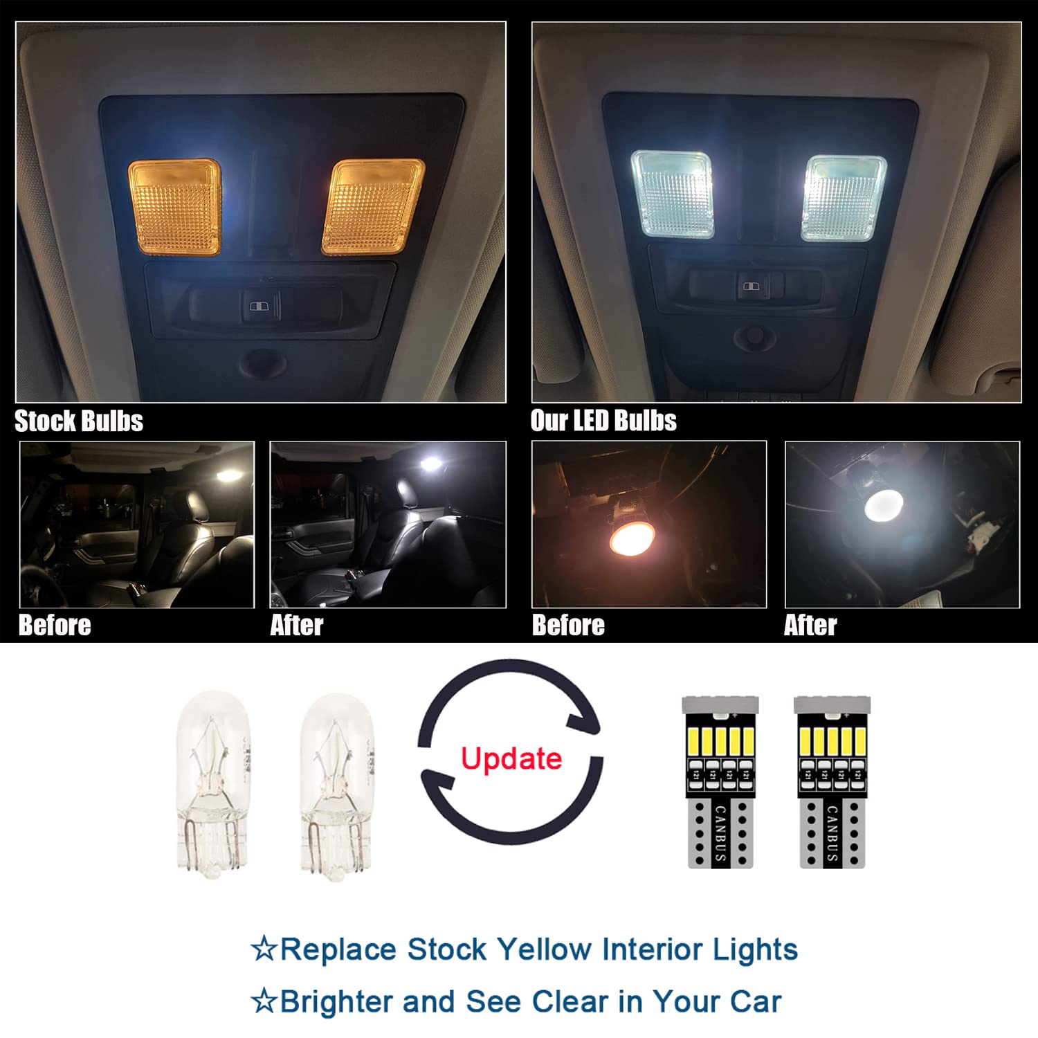 18Pcs Tundra Interior Led Lights Kit Ultra Bright Map Dome Led Replacement Bulbs For 2007-2017 2018 2019 2020 2021 Toyota Tundra All Cab Sizes