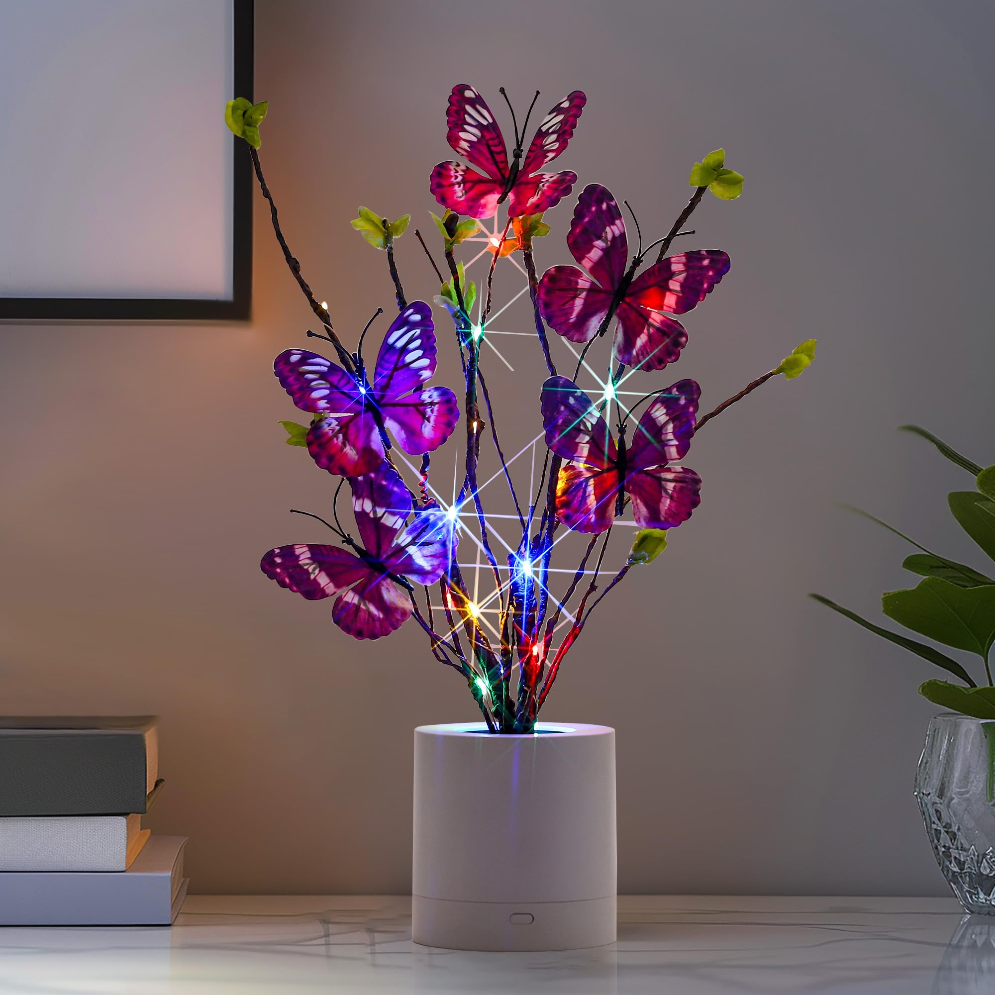 WSYEAR Valentines Day Birthday Gifts for Women,Butterfly Led Lamp Colorful Vintage Look Butterfly Decor Personalized for Women,Mom,Wife,Grandma,Girlfriend,Teenage Girls