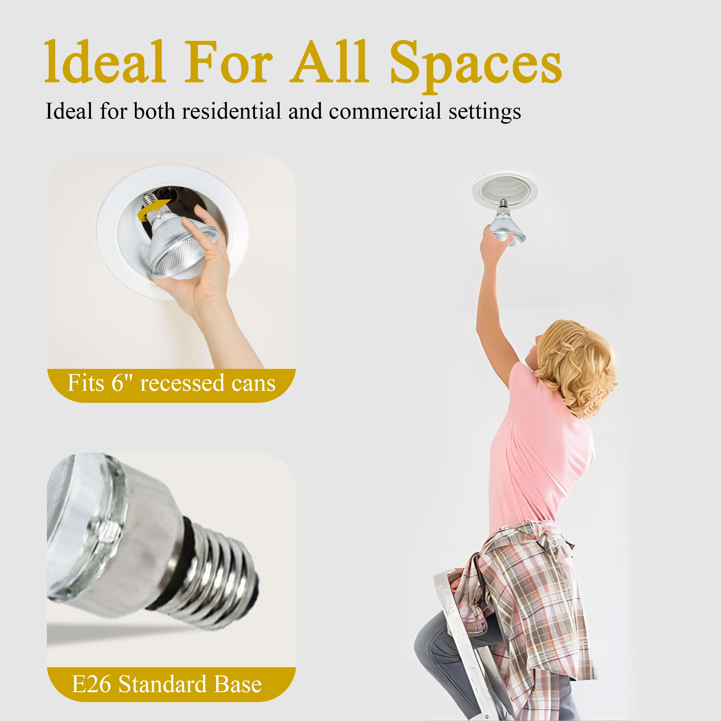 Lachesan PAR38 Halogen Flood Light Bulbs, 90W Equivalent, E26 Base, 2700K Warm White, 8 Pack