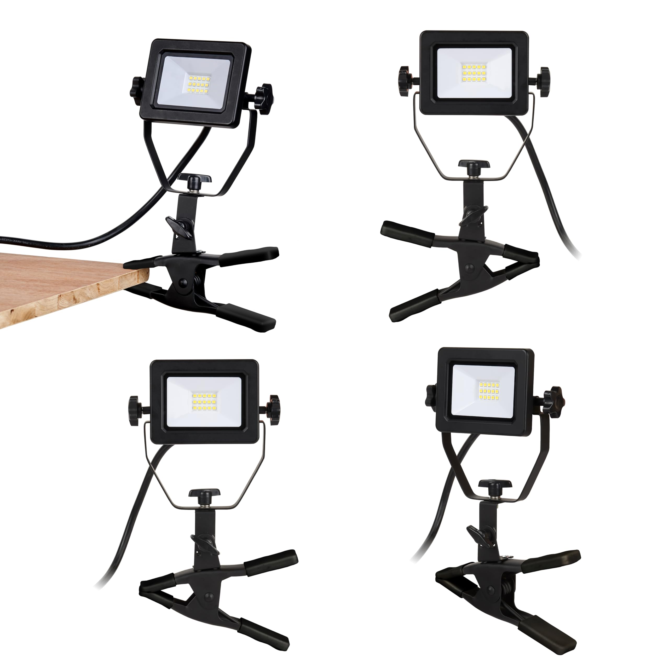 ZONE INDUSTRY CORP. 1200 Lumens Portable LED Clamp Work Light with 5ft 120V AC/60Hz Power Plug, Lightweight Design, Suitable for