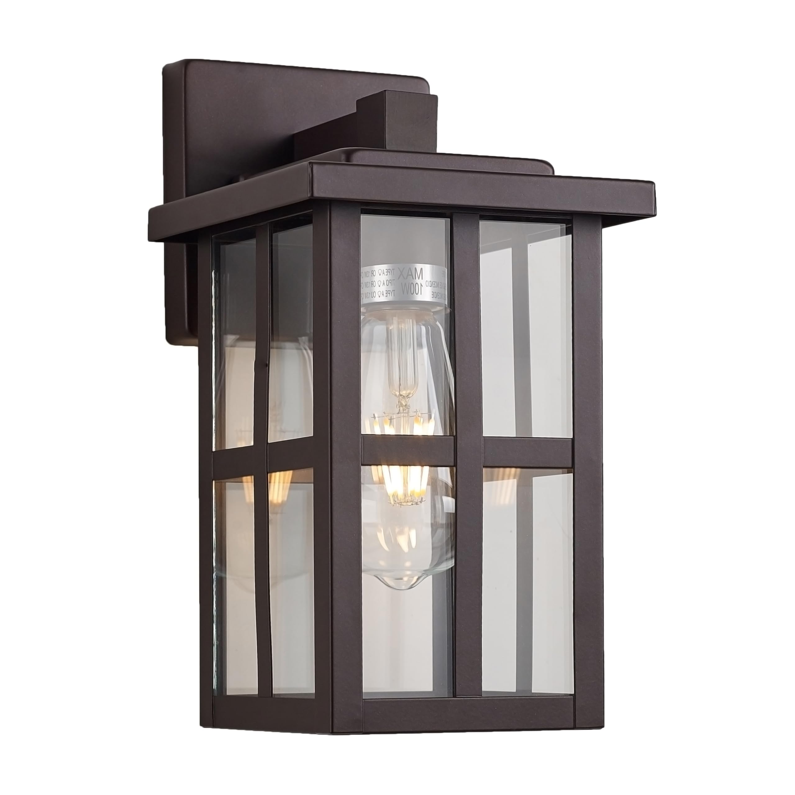 MICSIU Oil Rubbed Bronze Exterior Lights Wall Mount, Waterproof Clear Glass Outdoor Wall Lantern, 11 Inch Outdoor Wall Lights fo