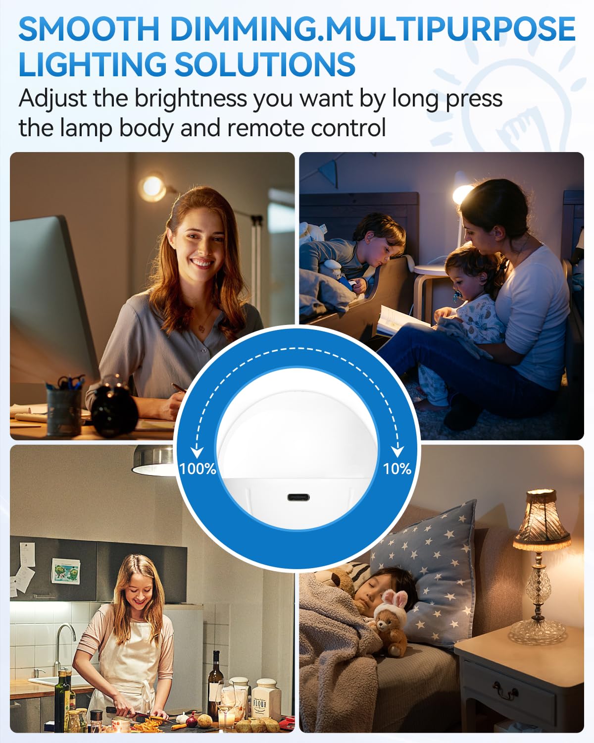 LUXKAZSAZZI WirelessGlow Rechargeable Light Bulb, Dimmable, 3 Color Temperatures, A19, 1 Pack, ABS Material