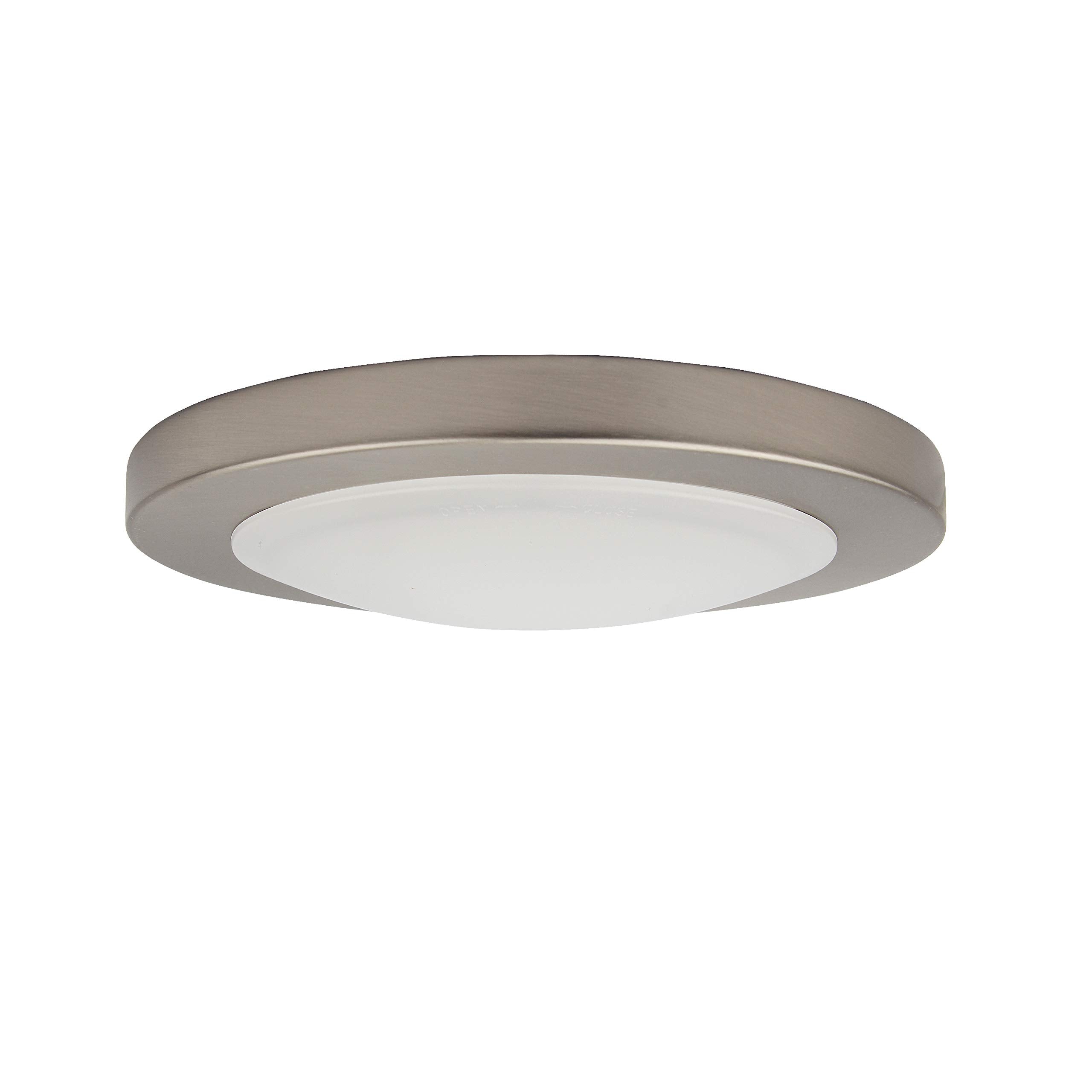 Design House Paxton Modern LED Disk Light Flush Mount, Dimmable, Aluminum, Narrow Ring, Brushed Nickel, Model 588152