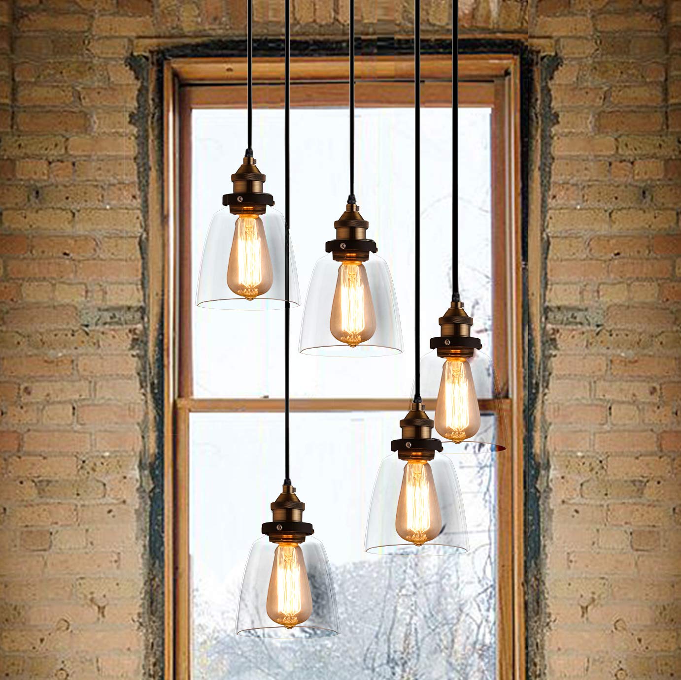 Whse of Tiffany Euna 5-light Adjustable Cord Edison Lamp with Bulbs