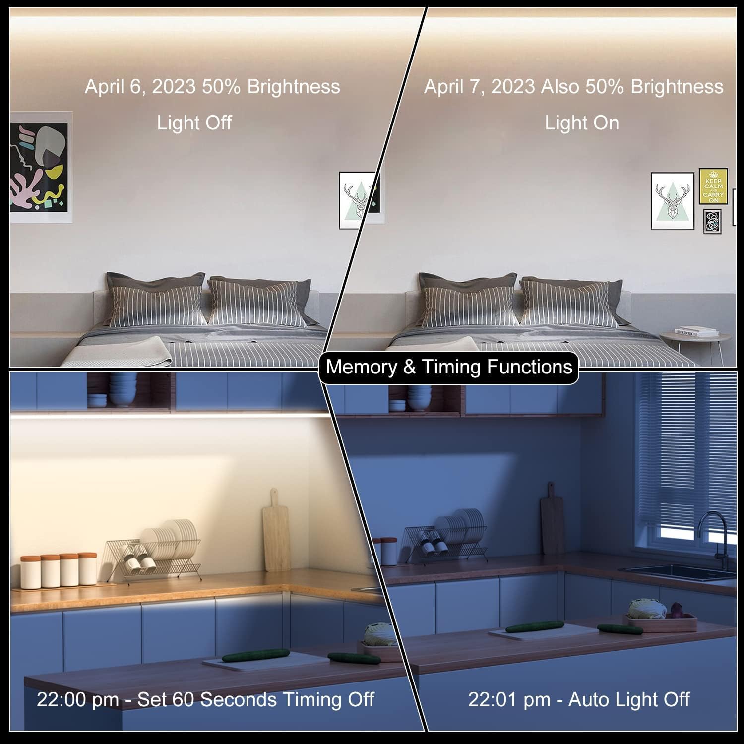 20Ft Cob Led Strip Lights  Bluetooth Smart App Tunable 3000K~6500K White Daylight To Warm White Light Strip With Remote Dimmable For Bedroom Kitchen Home Lighting