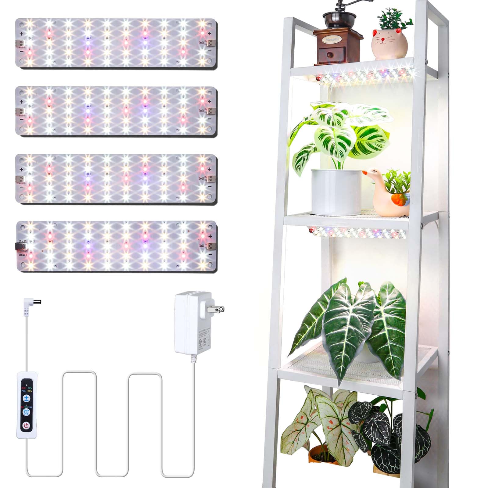 Dommia Grow Lights, Linkable Grow Lights For Indoor Plants Full Spectrum, 6/12/16H Timer Plant Grow Lights Indoor Under Cabinet,40W Dimmable Ultra-Thin Plant Lights For Indoor Growing,Seedlings,Veg