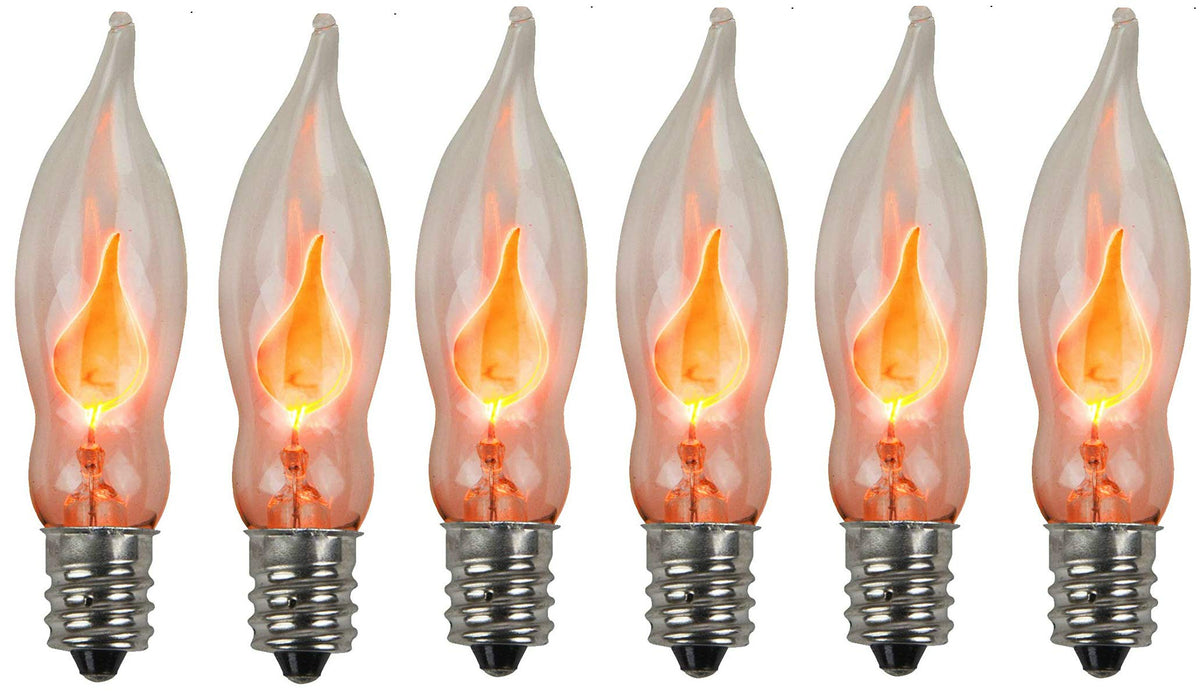 Holiday Joy - Flicker Flame Crystal Clear Flame Tip Candelabra Replacement Bulbs - Great for Electric Window Candle Lamps - CA5 