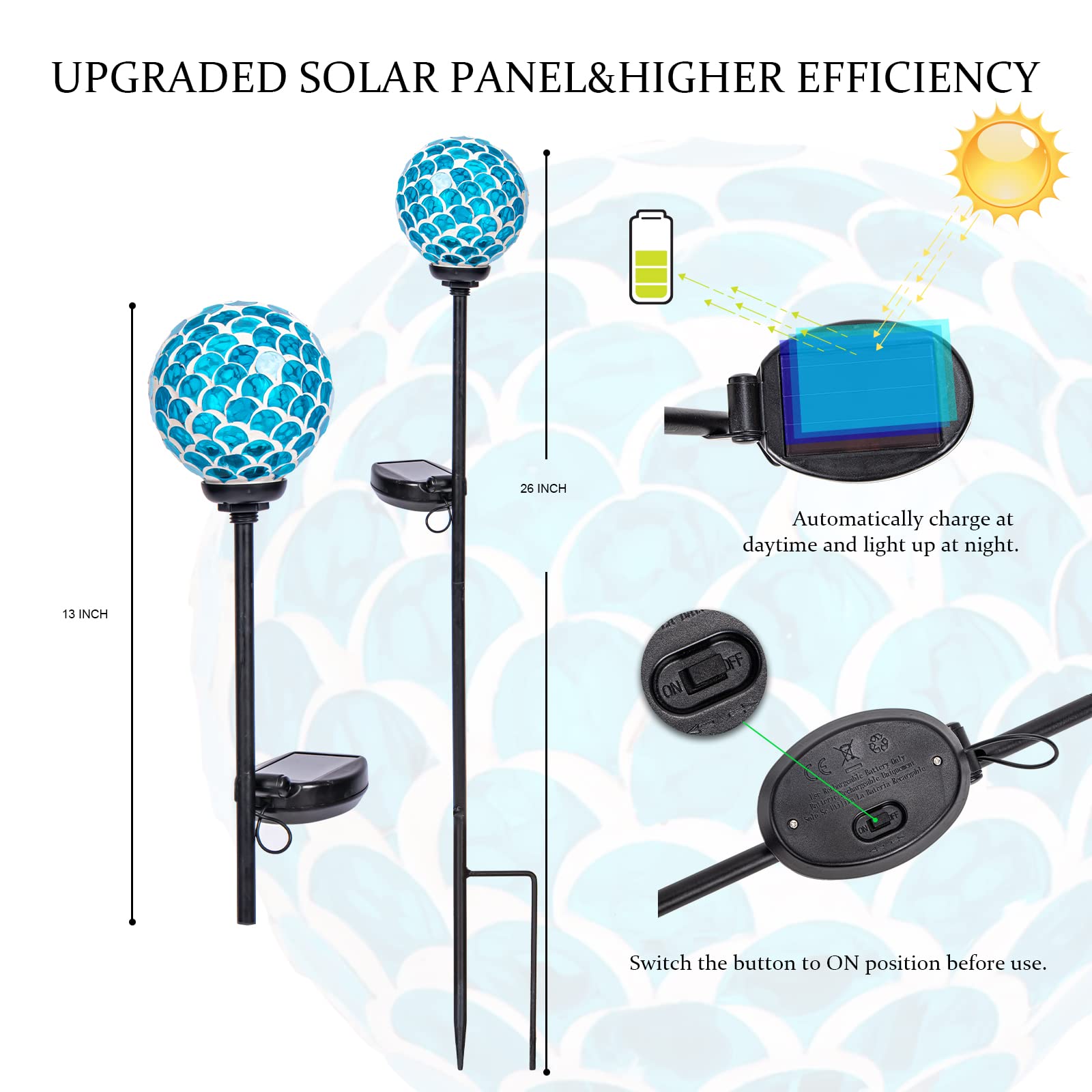 Vcuteka Blue Solar Pathway Light - Waterproof Led Garden Decor For Landscape & Yard