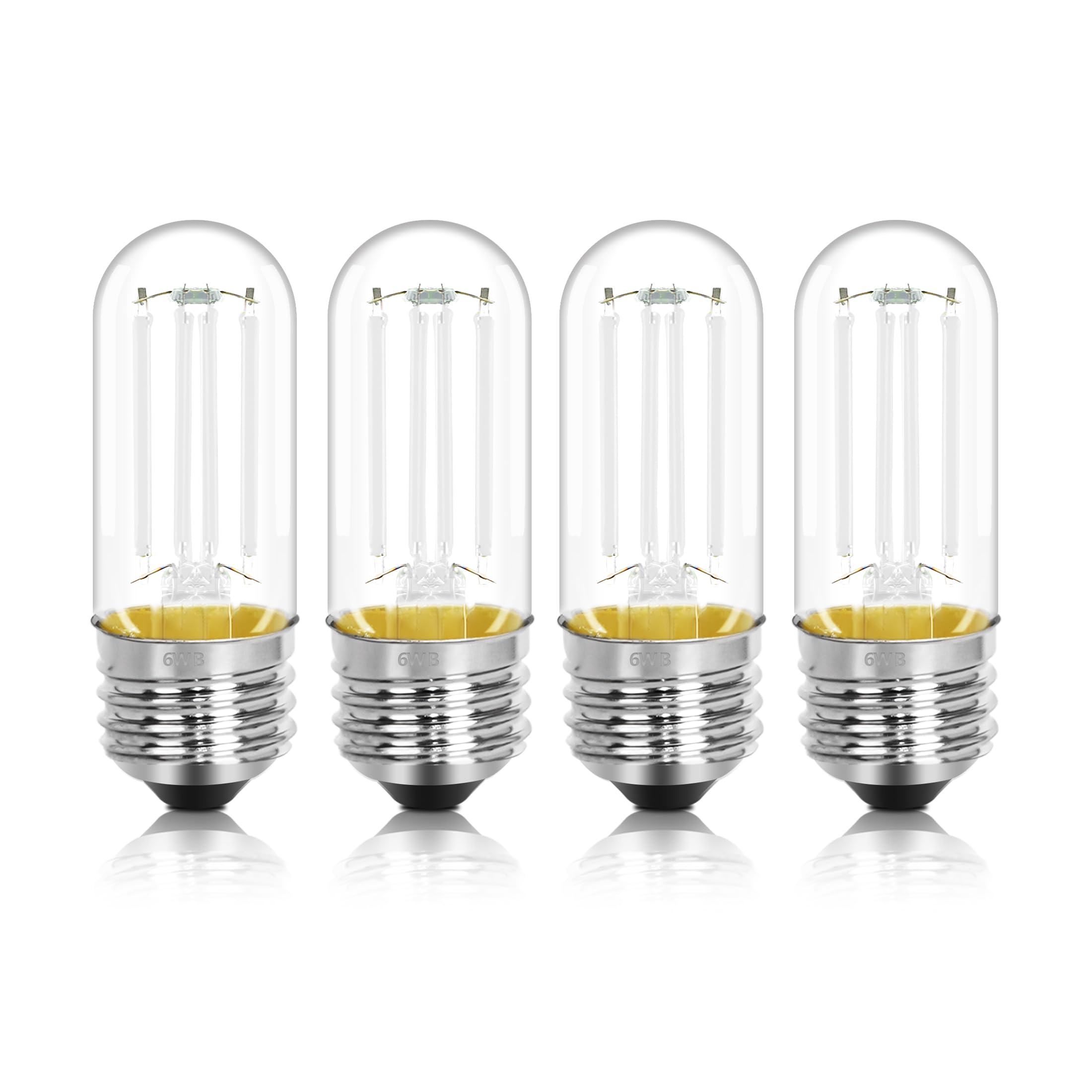NOVELUX 4 Pack 3.2 Inch T10 Blue Light Bulb, E26 Base Edison Bulbs Dimmable, AC 120V 60 Watt Equivalent Clear Glass Filament Bulb, Halloween Christmas Party Bar Colored Light Bulbs, UL Listed