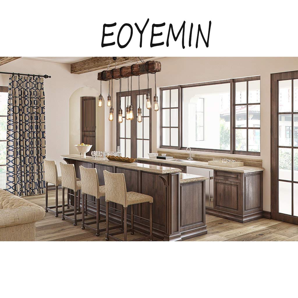 Eoyemin 10-Lights Rustic Chandelier - Industrial Wooden Pendant Light, Adjustable Height, Old Color, Model Eoyemin-ZYMTD-1