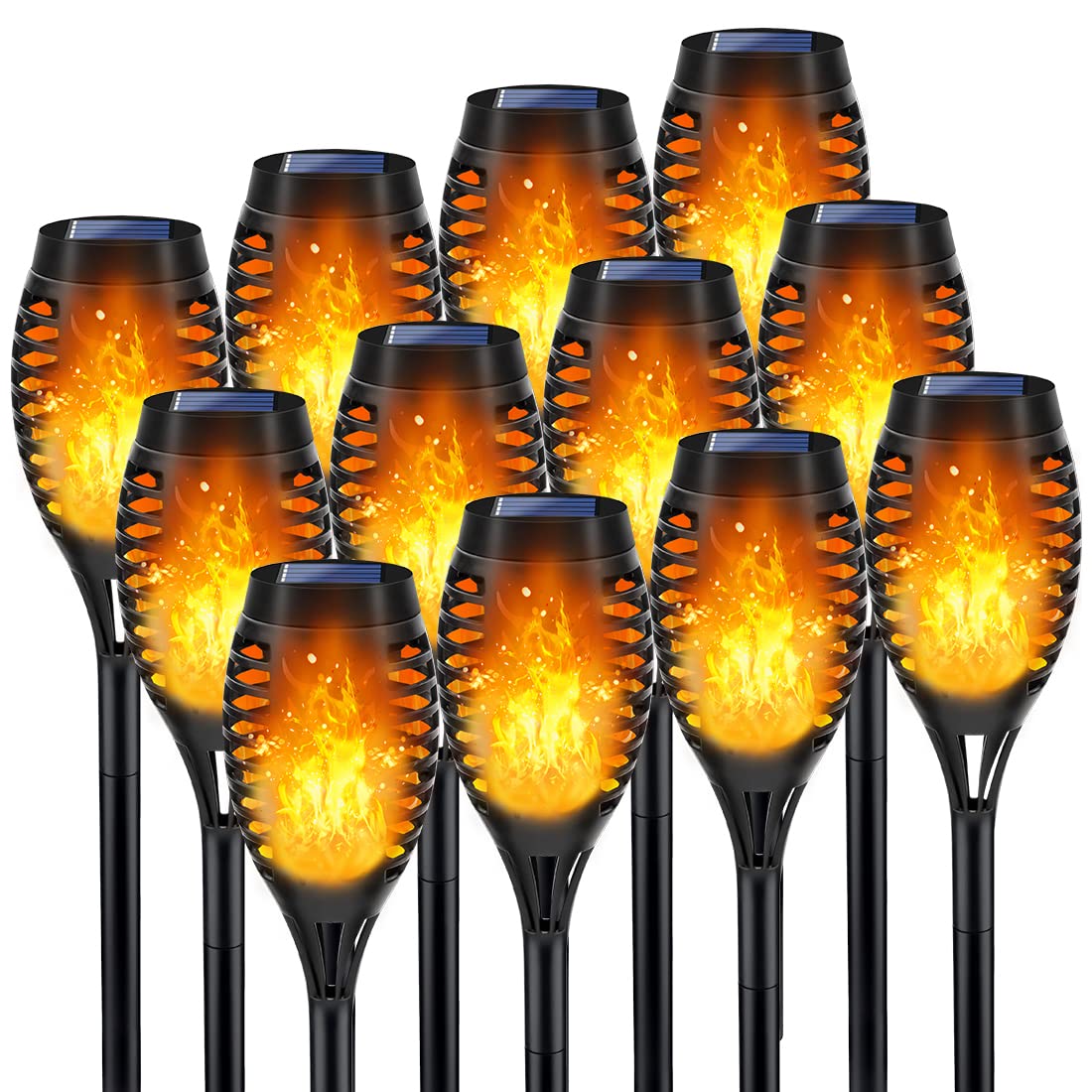 Outdoor Solar Lights  12Pack Solar Torch Light With Flickering Flame  Garden Lights Waterproof For Halloween Decor  Flame Torches For Outside  Luces Solares Para Exteriores Pathway Yard Garden Decor