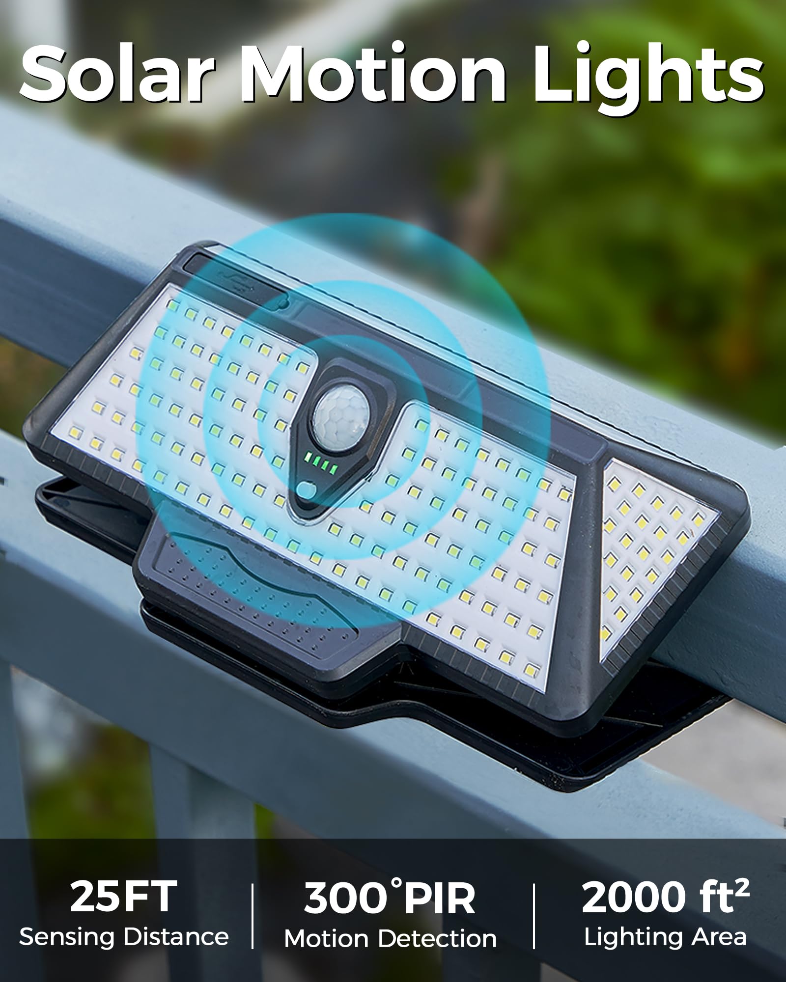 Lifengsoler 1000Lm High Bright Motion Sensor Outdoor Lights, 208Leds Solar Flood Lights Outdoor Waterproof With Motion Sensor, Clip On Solar Powered Security Lights For Outside Garage Camping Fence