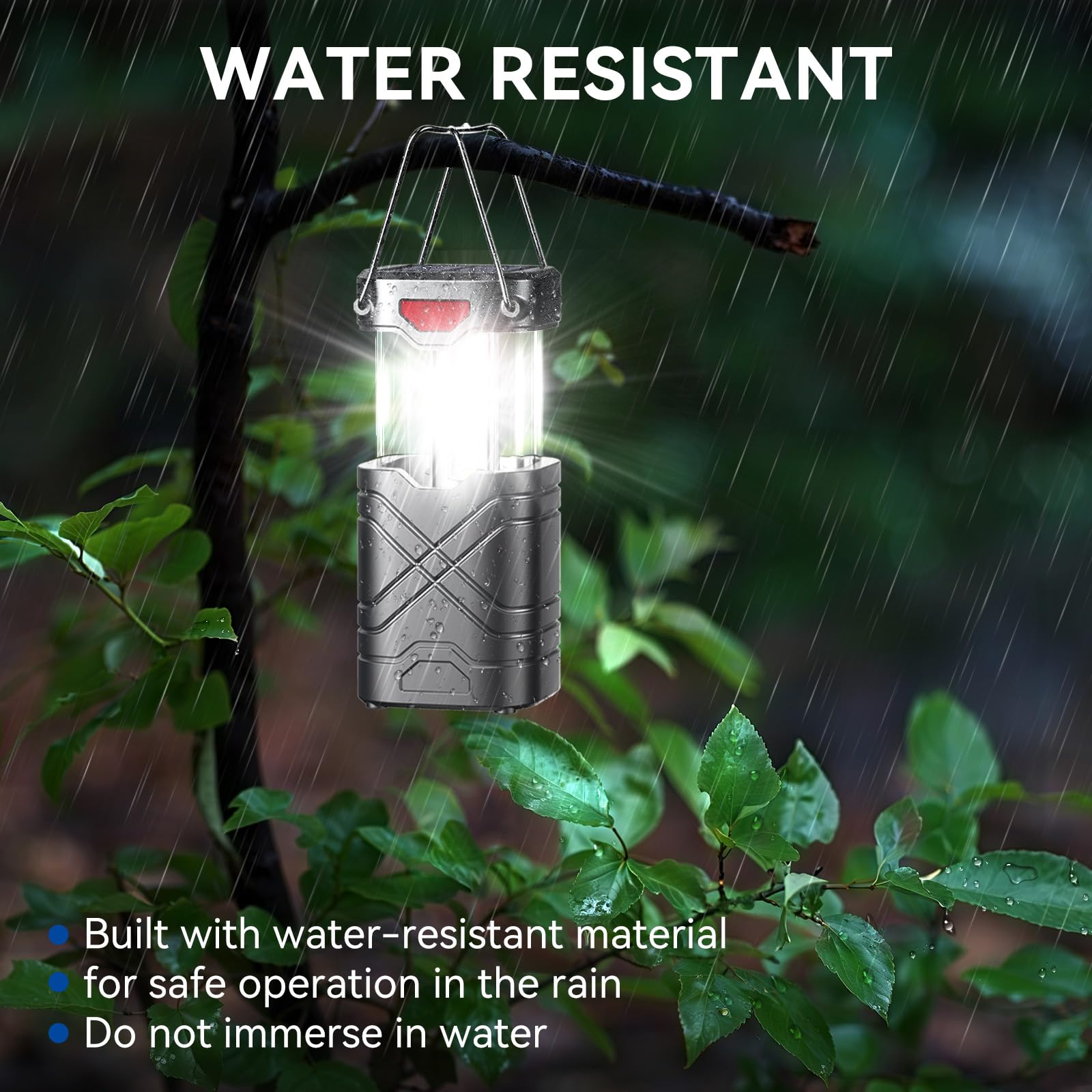 LETMY 4 Pack Camping Lantern, Rechargeable LED Lanterns, Solar Lantern Battery Powered Hurricane Lantern Flashlights with 3 Powe