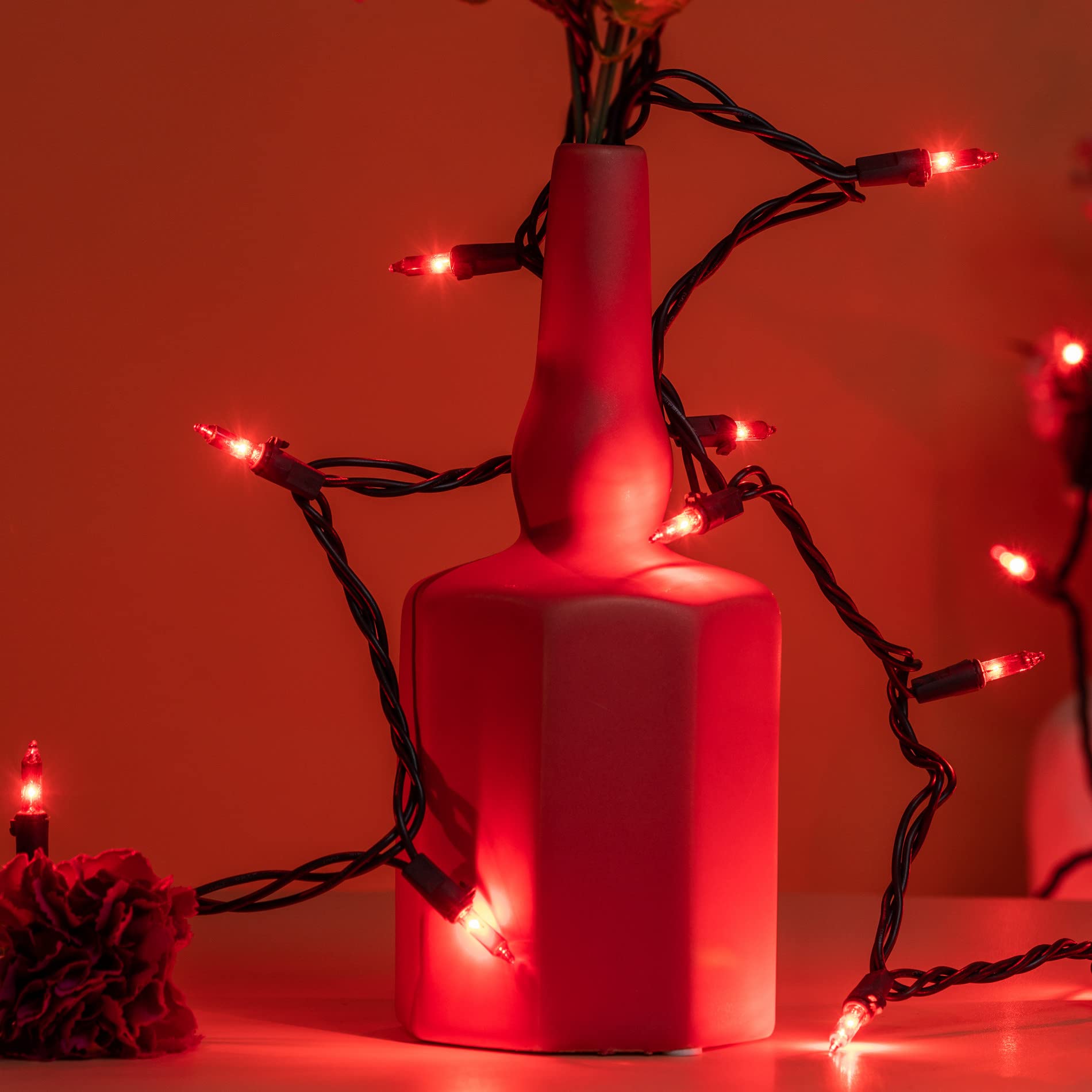 Yuletime Red Christmas Lights With Black Wire, 66 Feet 200 Count Ul Certified String Lights, Pack Of 2 Sets 33 Ft 100 Count Inca