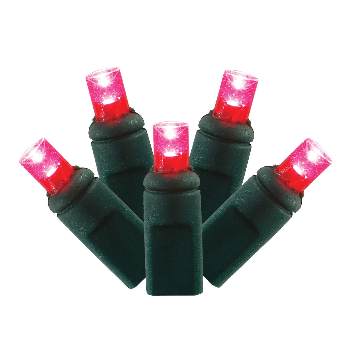 Vickerman 70 Magenta Wide Angle LED Single Mold Light on Green Wire, 35' Christmas Light Strand