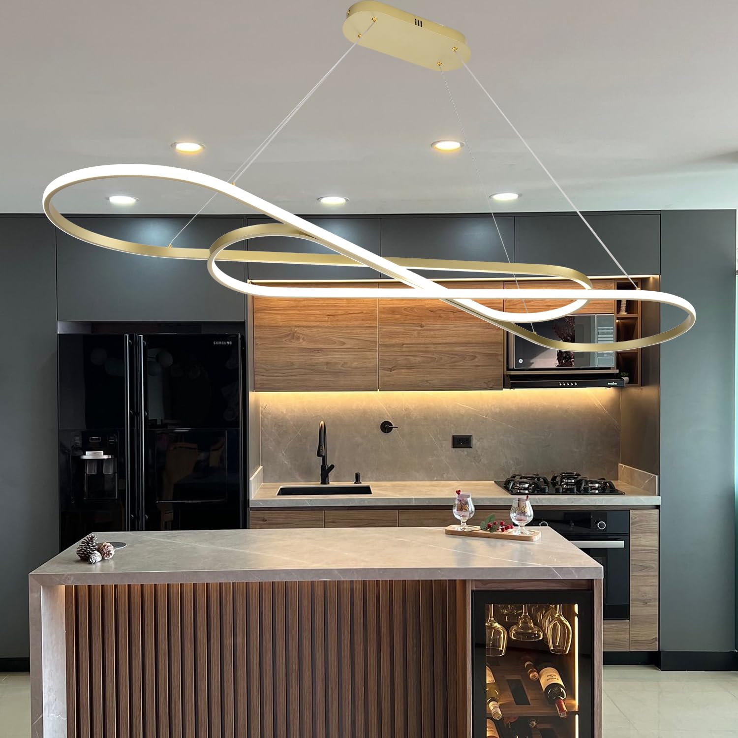 Likflyer Modern Gold Chandelier for Dining Room Light Fixture Over Table