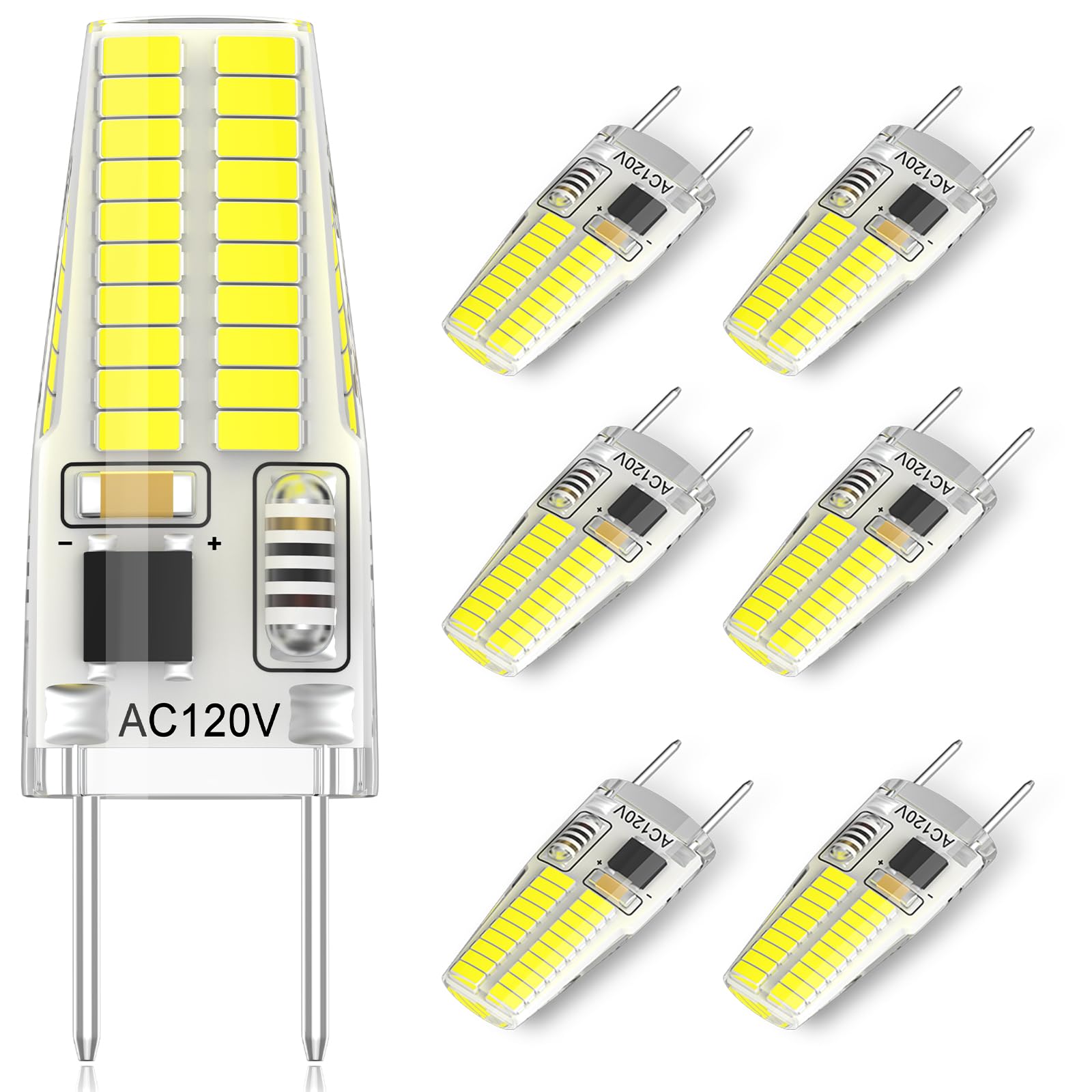 DUMILOO G8 LED Bulb Dimmable 20W 25W Bi-Pin Halogen Replacement Daylight White 6000K 6-Pack
