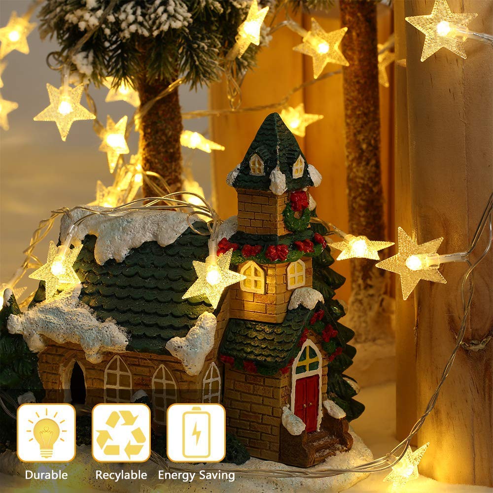 Merdeco 50 LED String Lights, 16ft Warm White Fairy Lights for Indoor/Outdoor Decoration, Model 756557033915