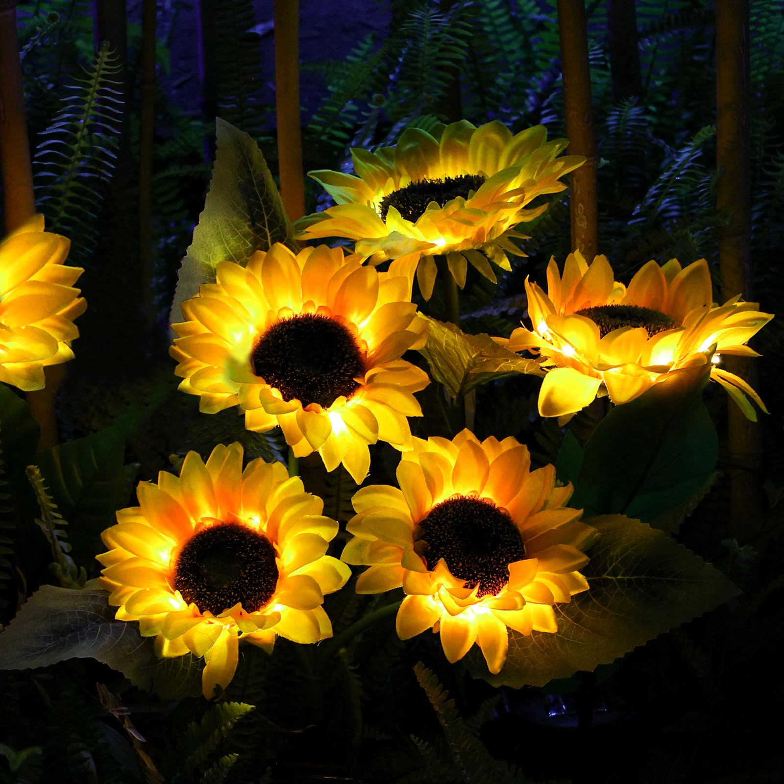 Solar Sunflower Outdoor Garden Lights  4 Pack With 12 Sunflower Waterproof Garden Decor  Gifts For Mom Grandma  Waterproof Decorative Lights For Pathways Patios And Yards Decorations