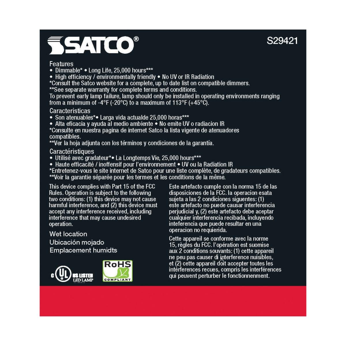 Satco LED Bulb PAR30 13W 3000K Copper Short Dimmable 6 Count Pack