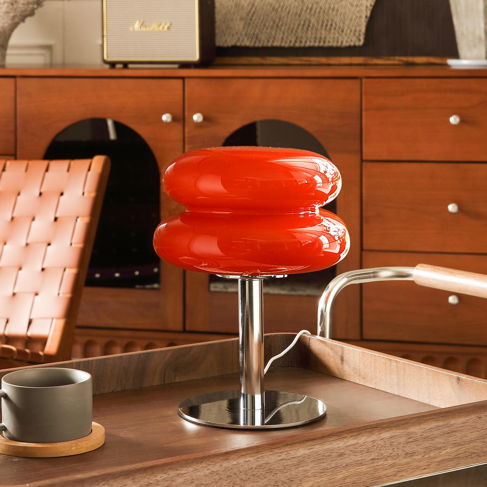 Glivpny Mushroom Lamp for Bedroom,Mid Century Modern Lamp for Nightstand, Dimmable Retro Egg Tart Bedside Lamps,Home Decor Ambie