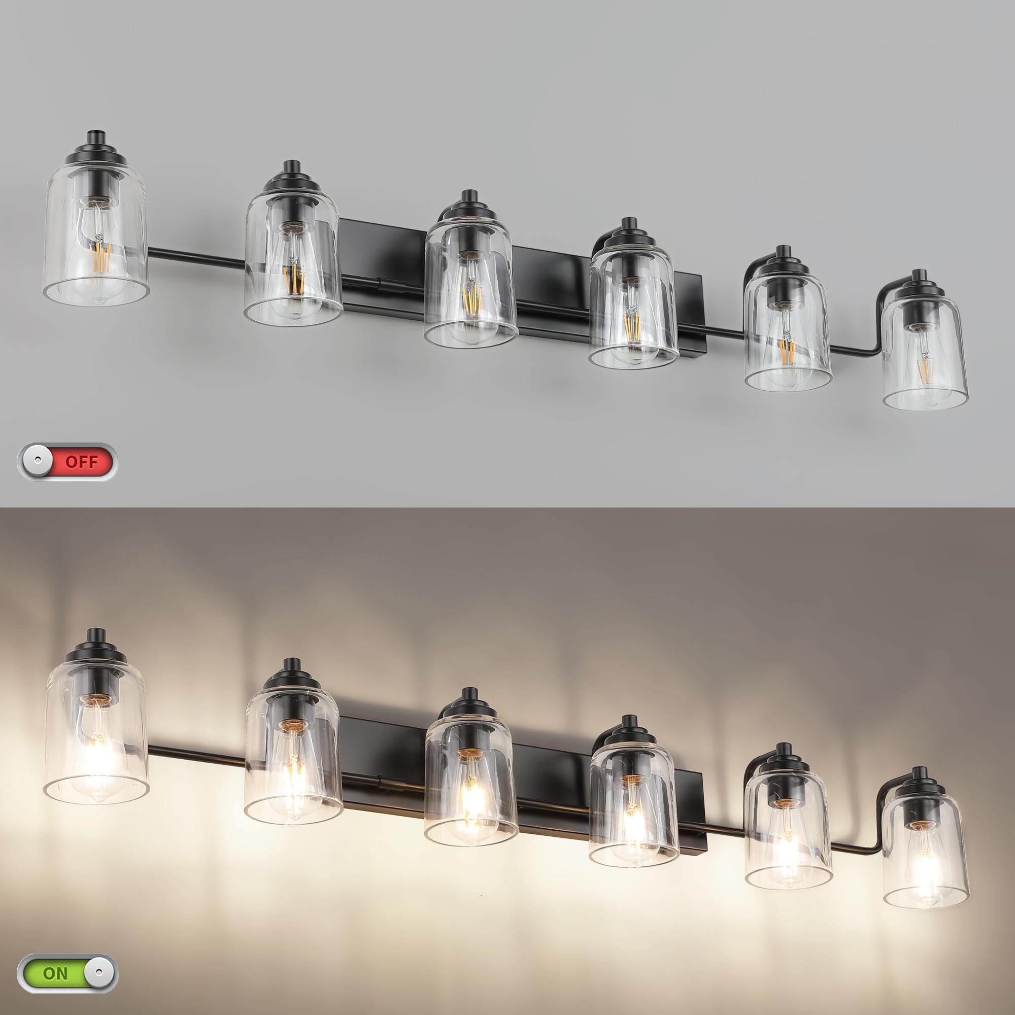 Solfart 6 Lights Vanity Lights For Mirror Black Bathroom Light Fixtures Black Vanity Light Bathroom Light Fixtures Wall Mount 50