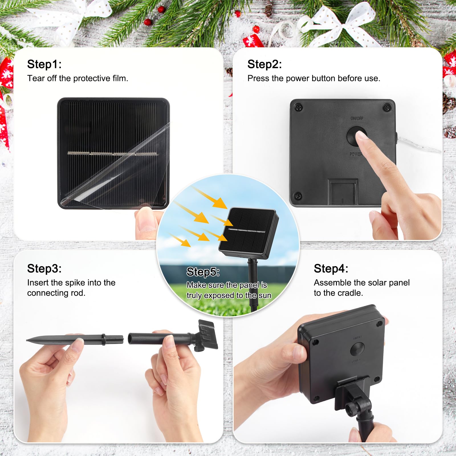 Solar Meteor Shower Lights - 16 Inch 8 Tube 288 Led, Waterproof, Cascading Falling Rain Lights For Tree, Bush, Holiday Parties,
